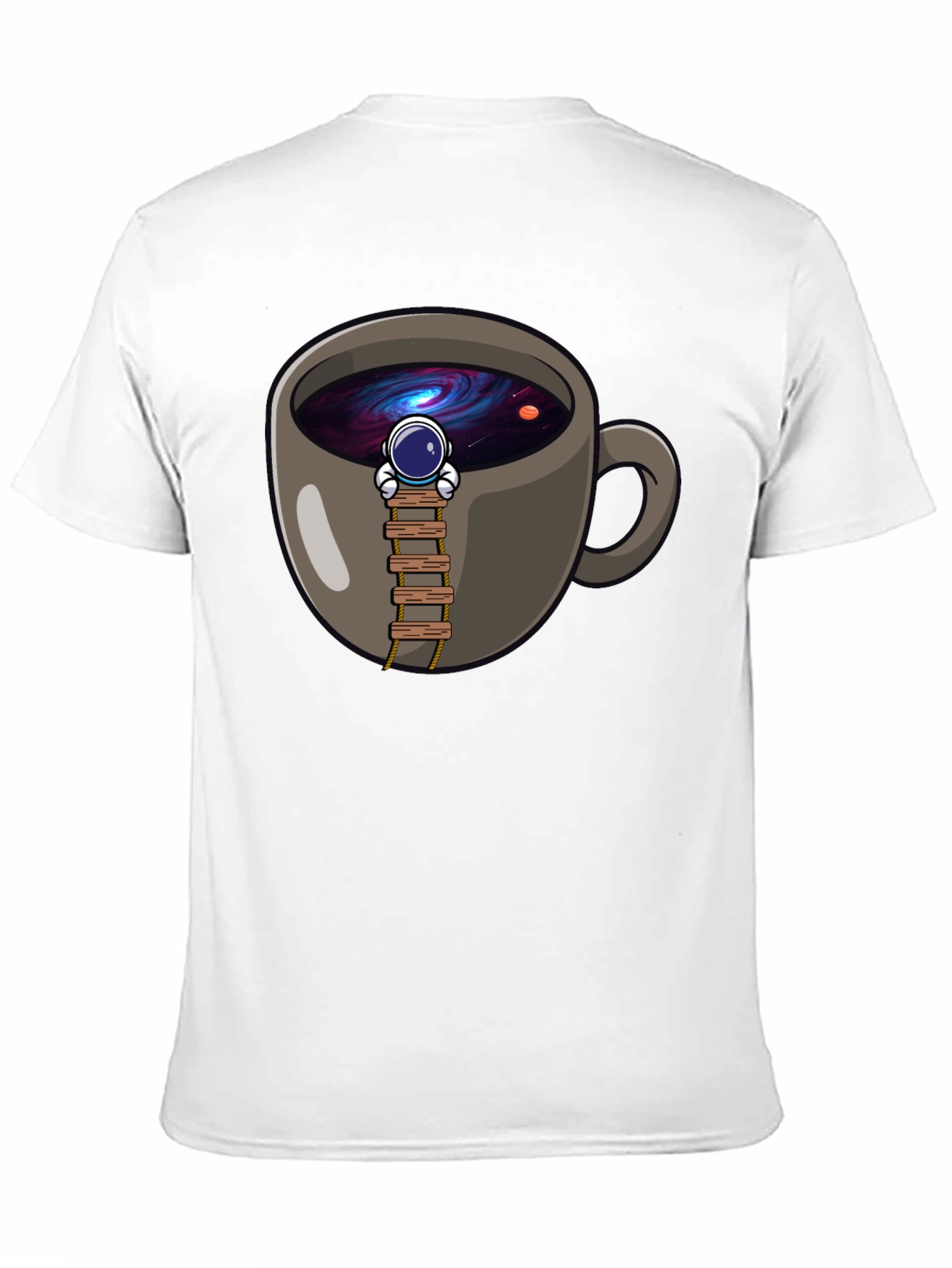 Coffee Cup Astronaut Graphic T-Shirt - Space Lover Tee