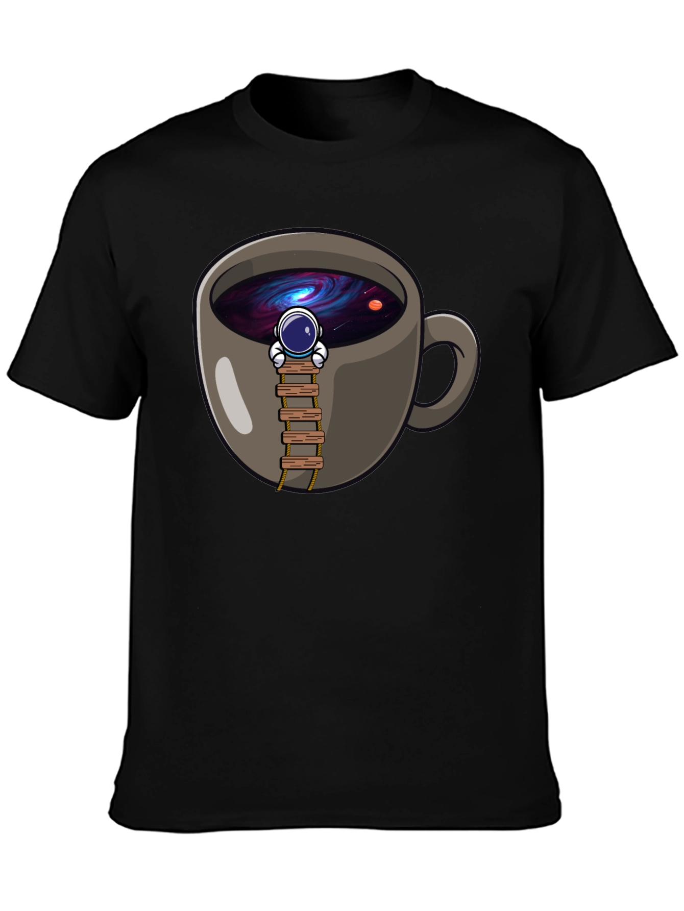 Coffee Cup Astronaut Graphic T-Shirt - Space Lover Tee