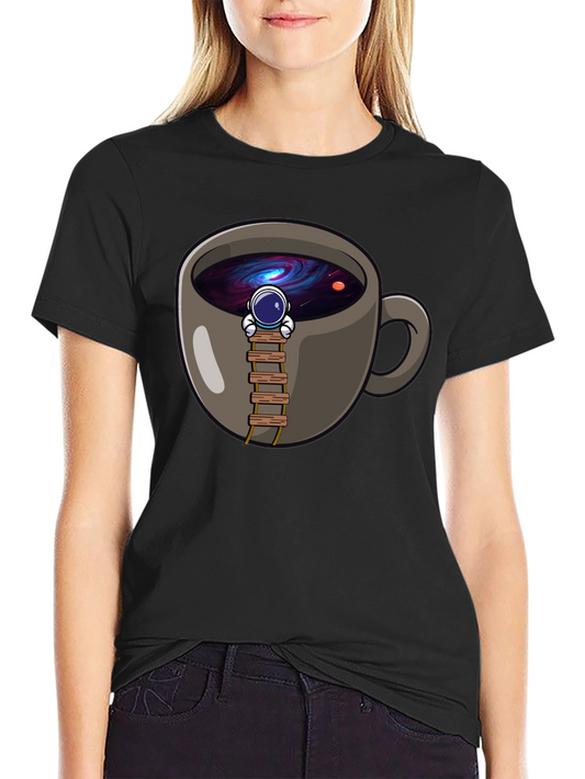 Coffee Cup Astronaut Graphic T-Shirt - Space Lover Tee