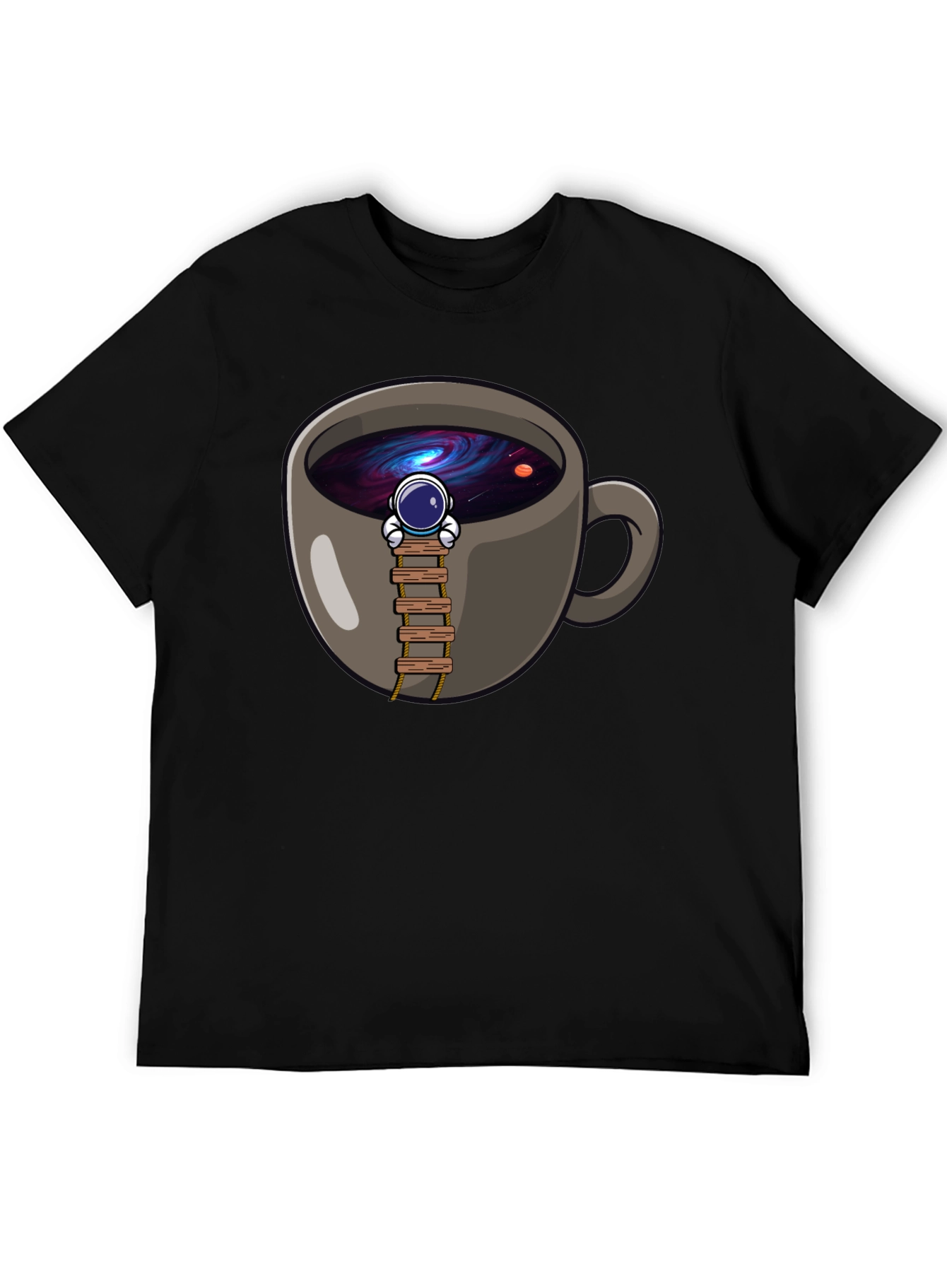 Coffee Cup Astronaut Graphic T-Shirt - Space Lover Tee