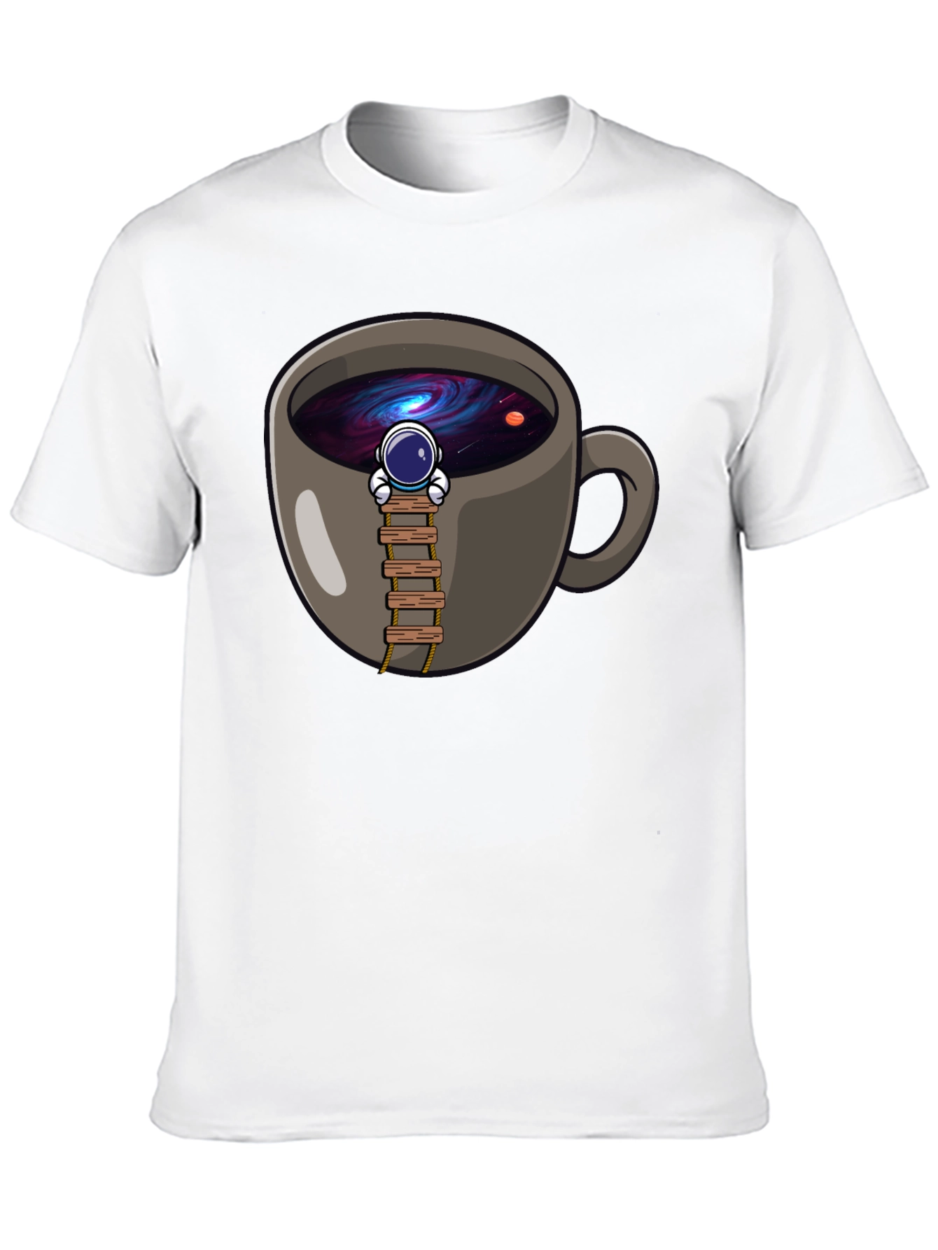 Coffee Cup Astronaut Graphic T-Shirt - Space Lover Tee