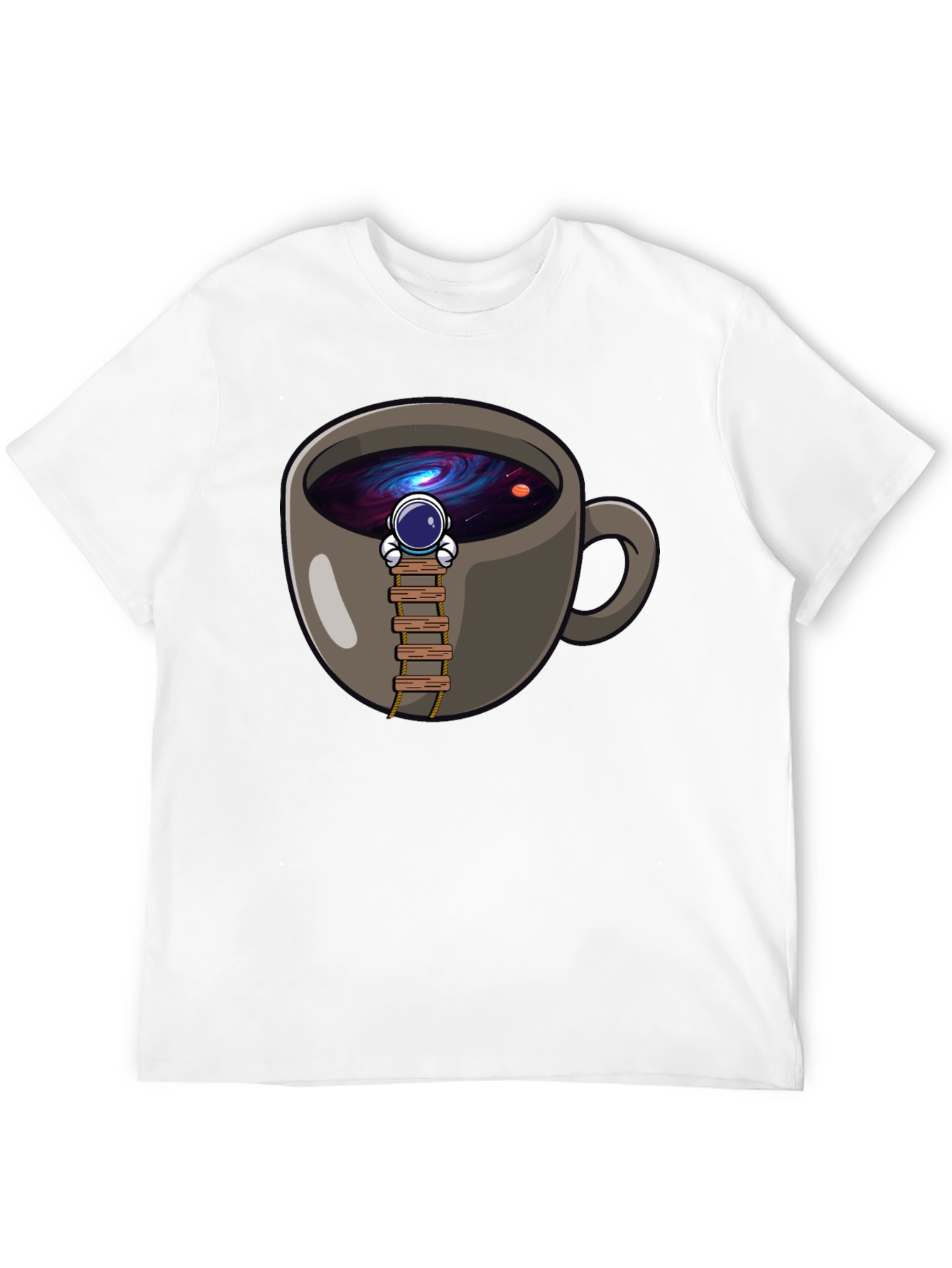 Coffee Cup Astronaut Graphic T-Shirt - Space Lover Tee