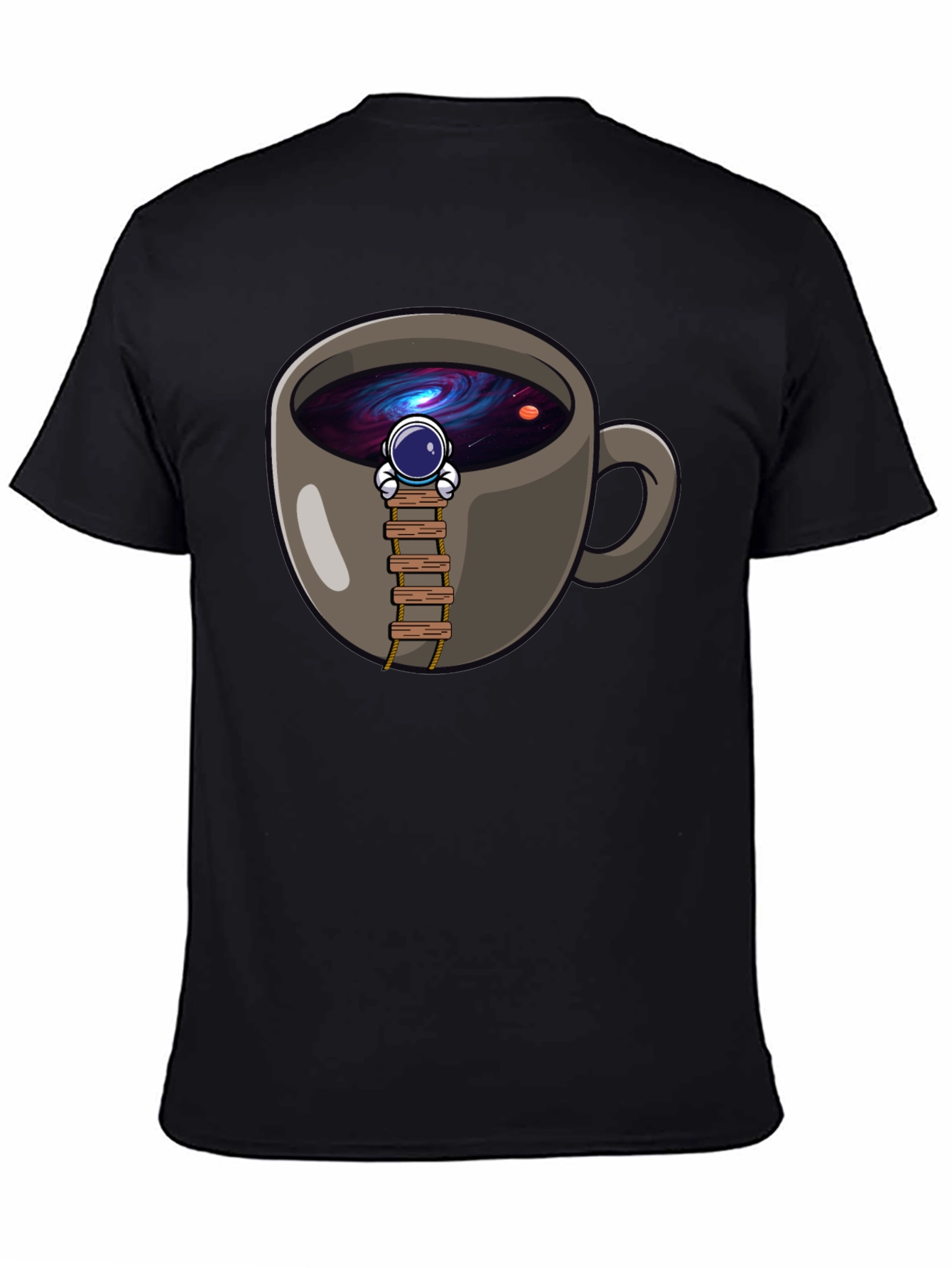 Coffee Cup Astronaut Graphic T-Shirt - Space Lover Tee