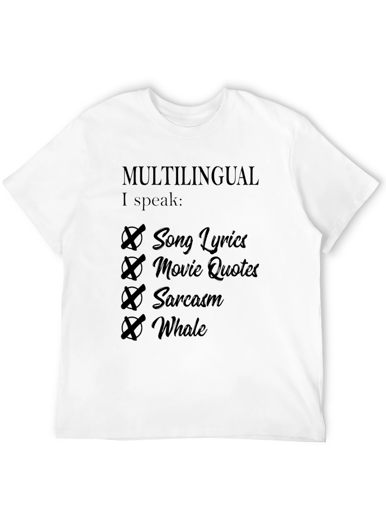 Multilingual Mens Black Graphic Tee