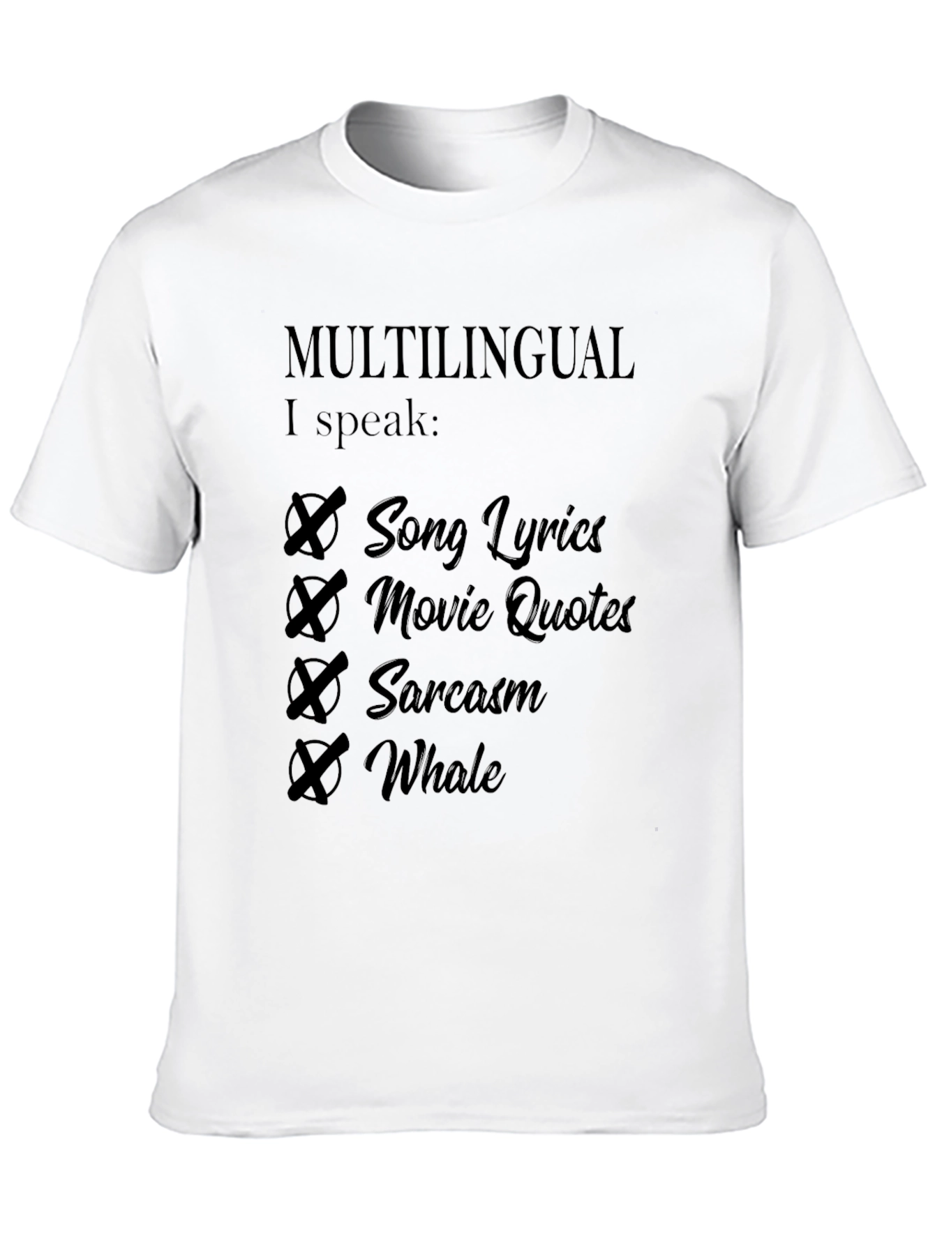 Multilingual Mens Black Graphic Tee