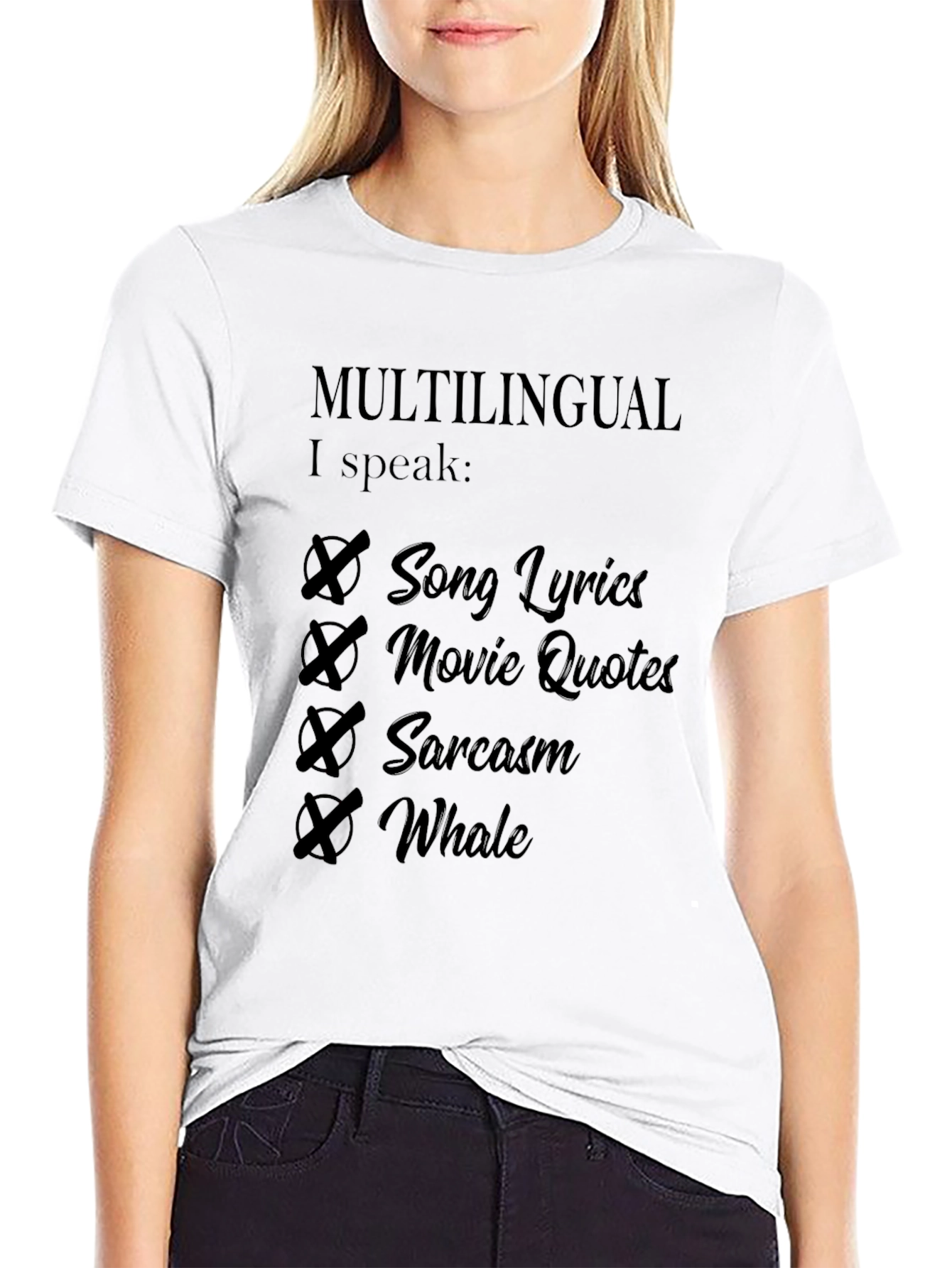 Multilingual Mens Black Graphic Tee