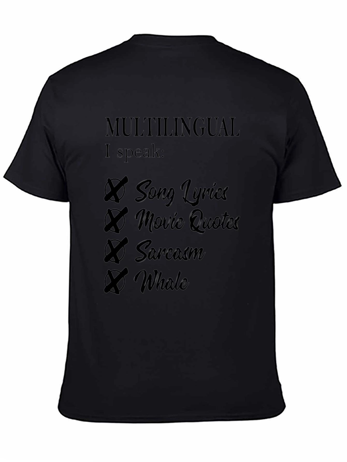 Multilingual Mens Black Graphic Tee