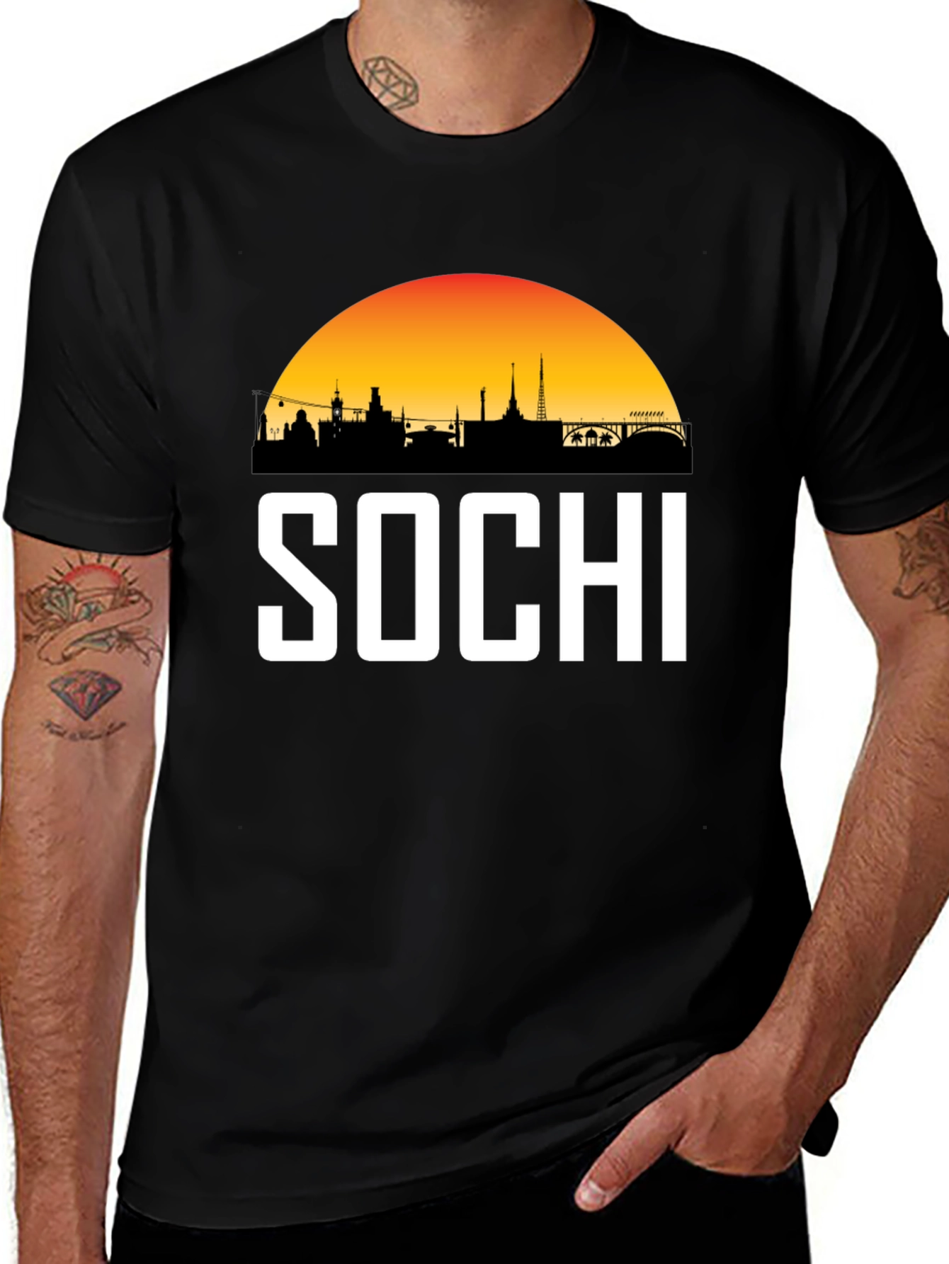 Sochi Skyline T-Shirt - Black Graphic Tee