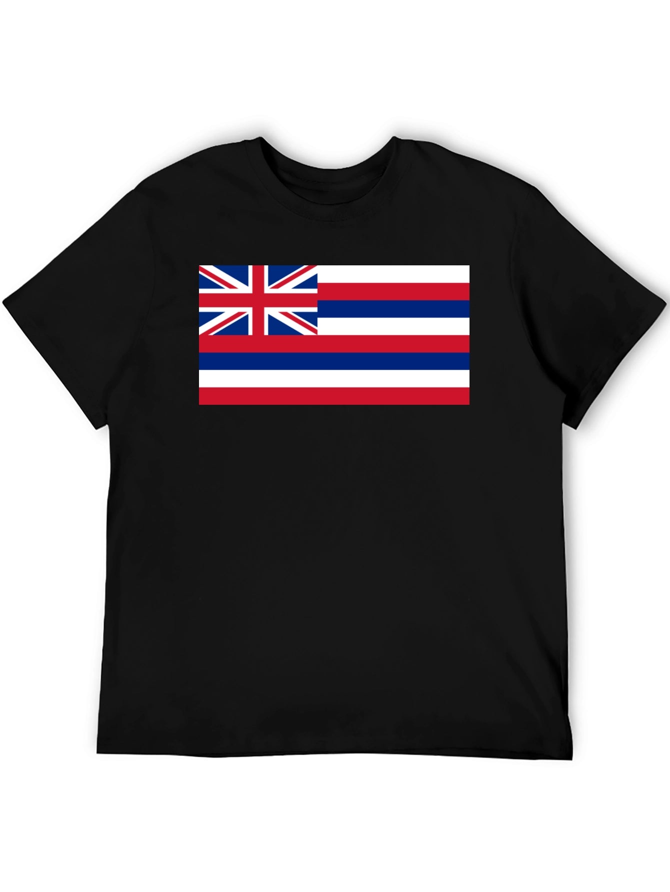 Hawaii Flag Graphic Tee - Black Crew Neck T-Shirt
