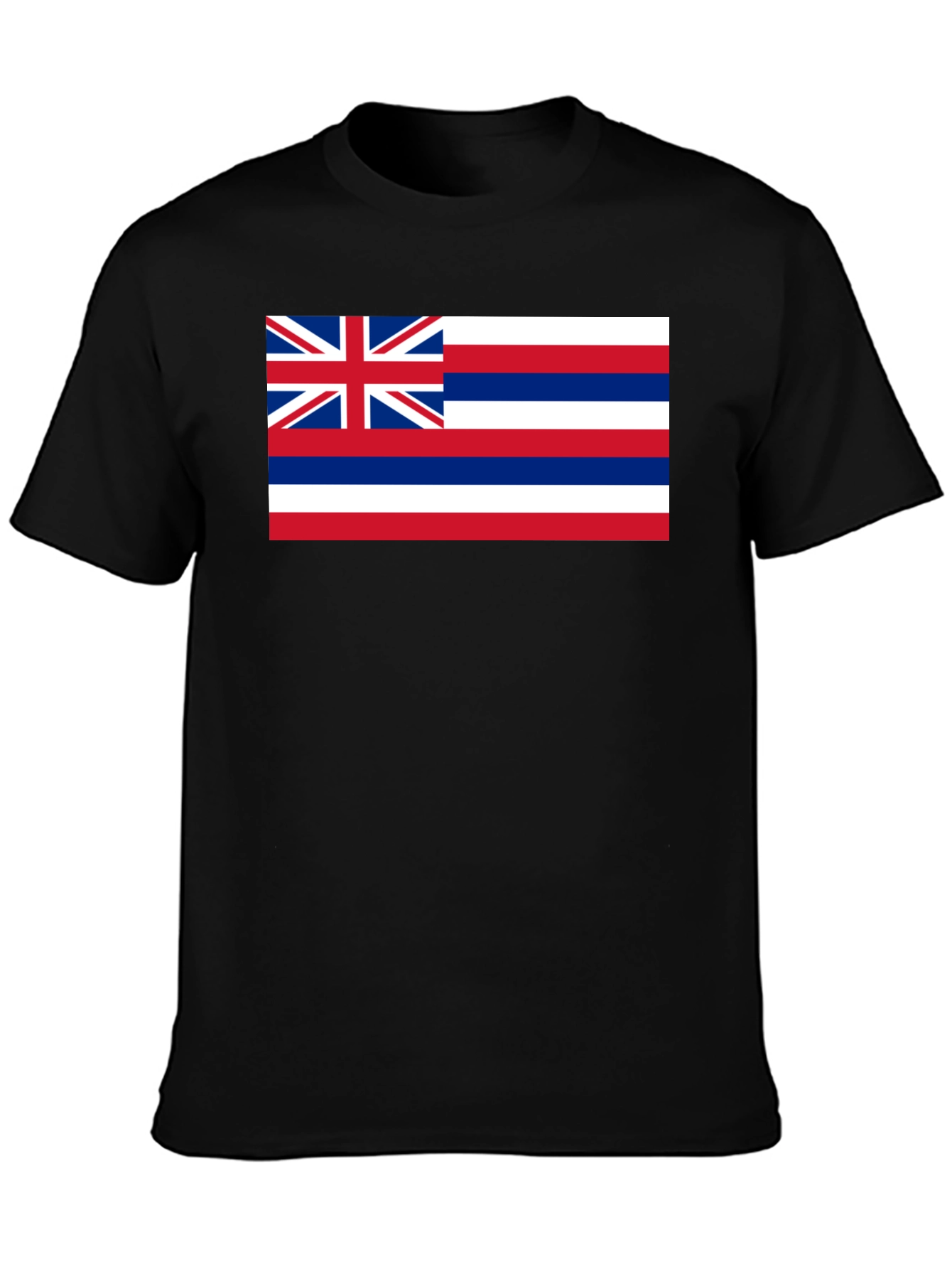 Hawaii Flag Graphic Tee - Black Crew Neck T-Shirt