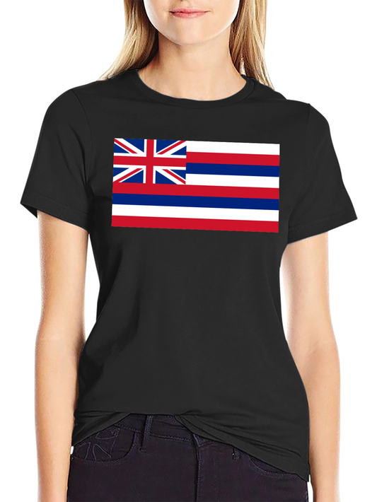 Hawaii Flag Graphic Tee - Black Crew Neck T-Shirt