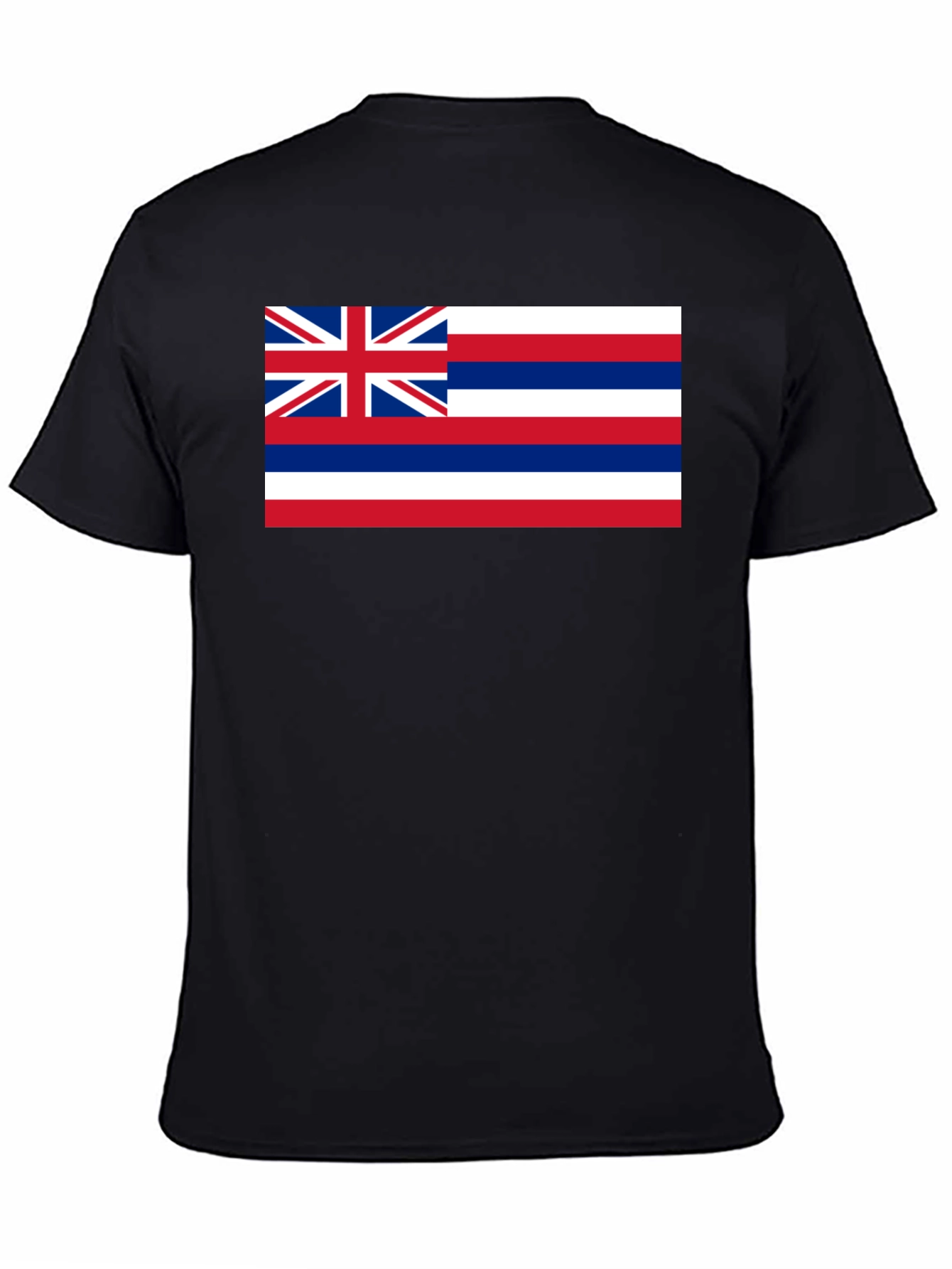 Hawaii Flag Graphic Tee - Black Crew Neck T-Shirt