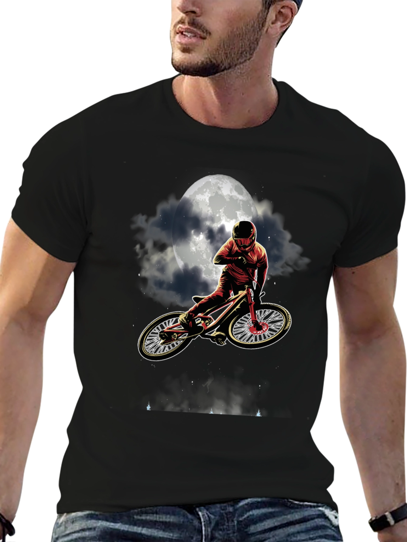 Mountain Bike Moon T-Shirt - Ride Under the Stars