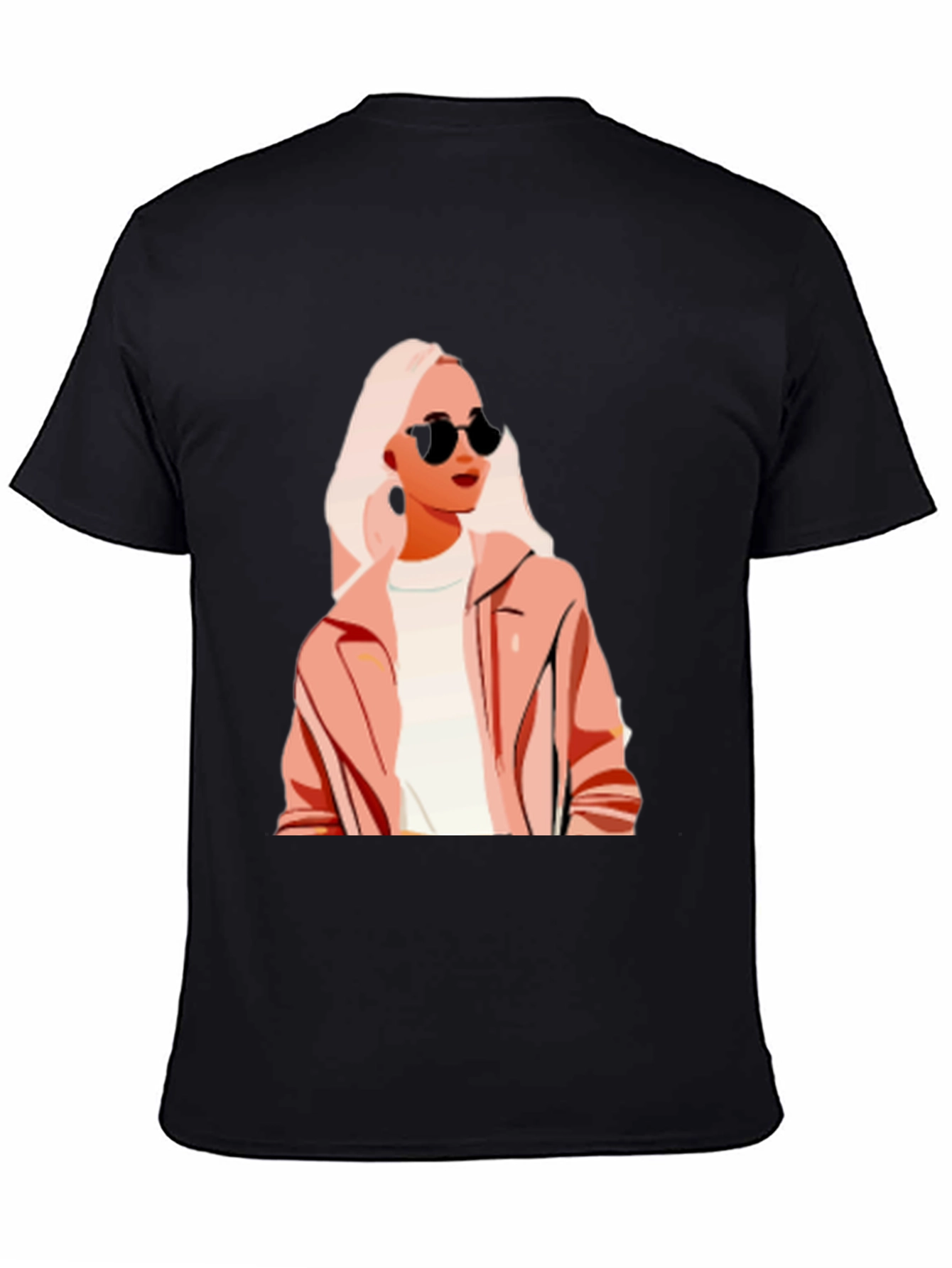 Stylish Woman Graphic Print Black T-Shirt