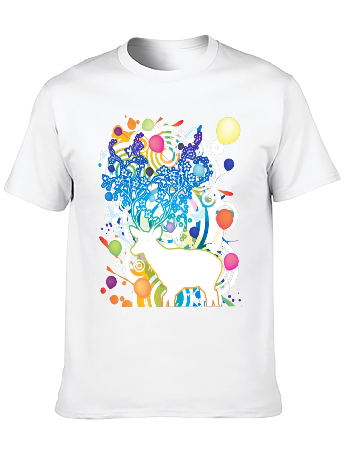 Abstract Deer Graphic Black T-Shirt