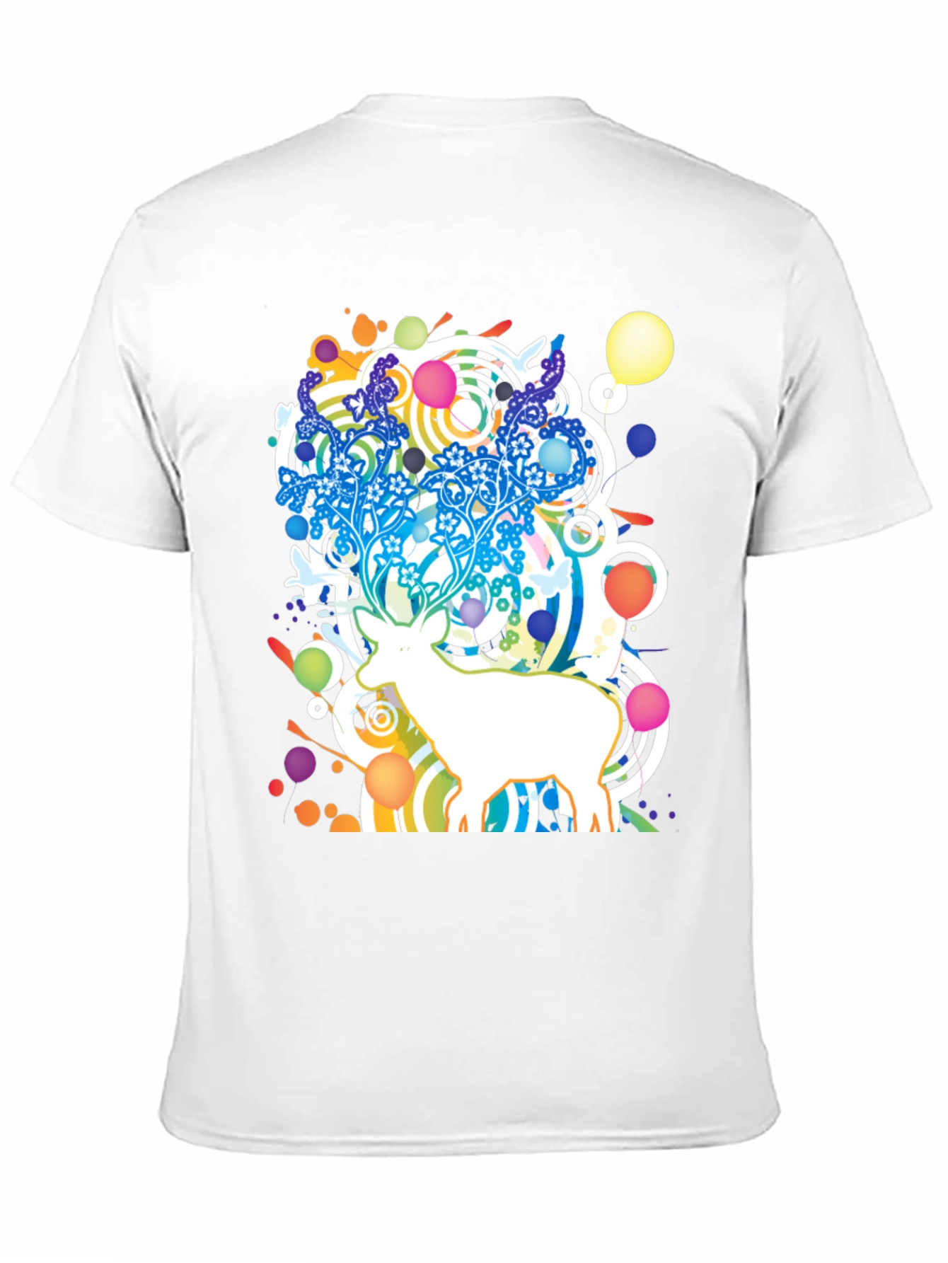 Abstract Deer Graphic Black T-Shirt