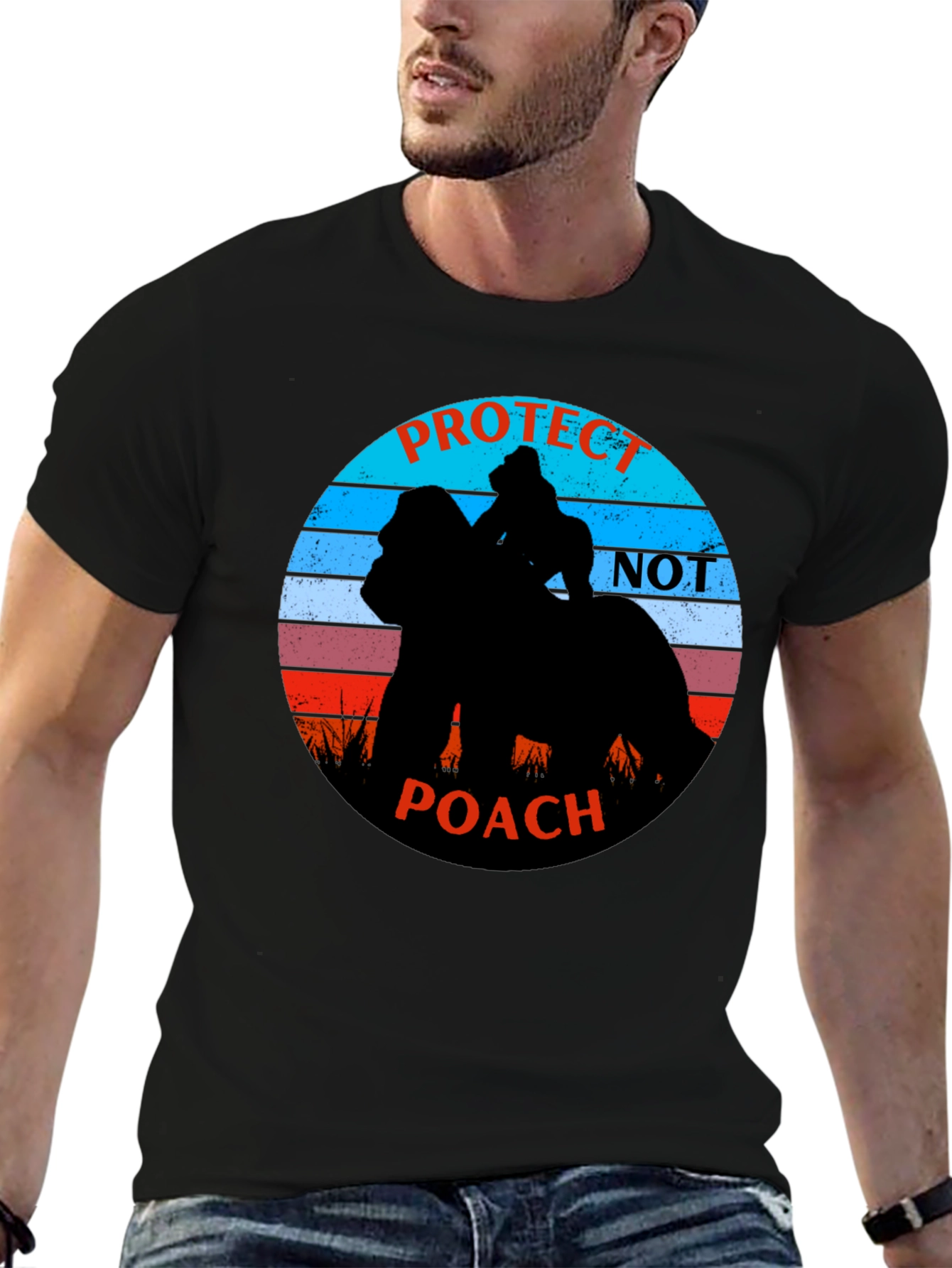 Protect Not Poach Black Graphic Tee