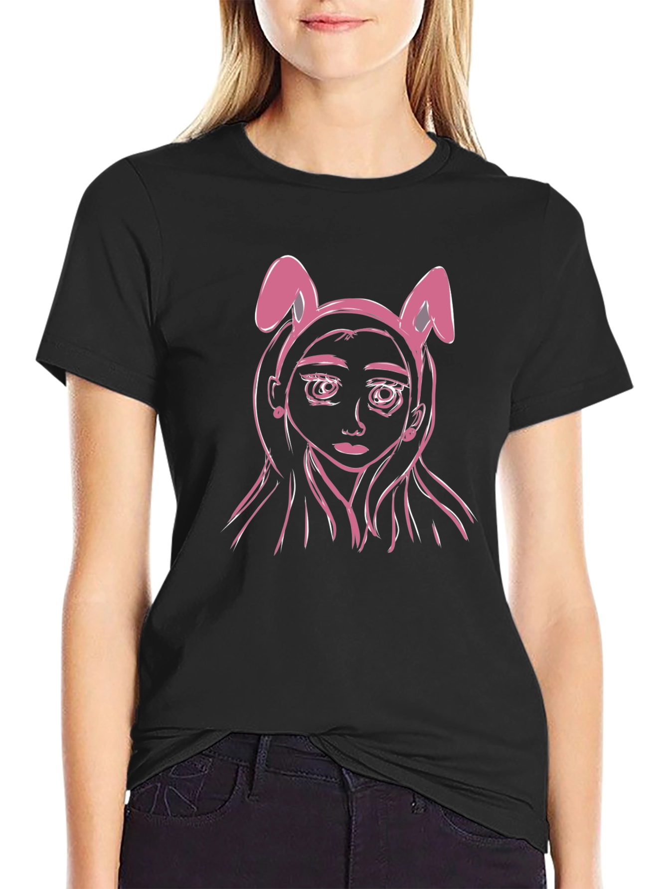Bunny Ears T-Shirt - Anime Girl Graphic Tee