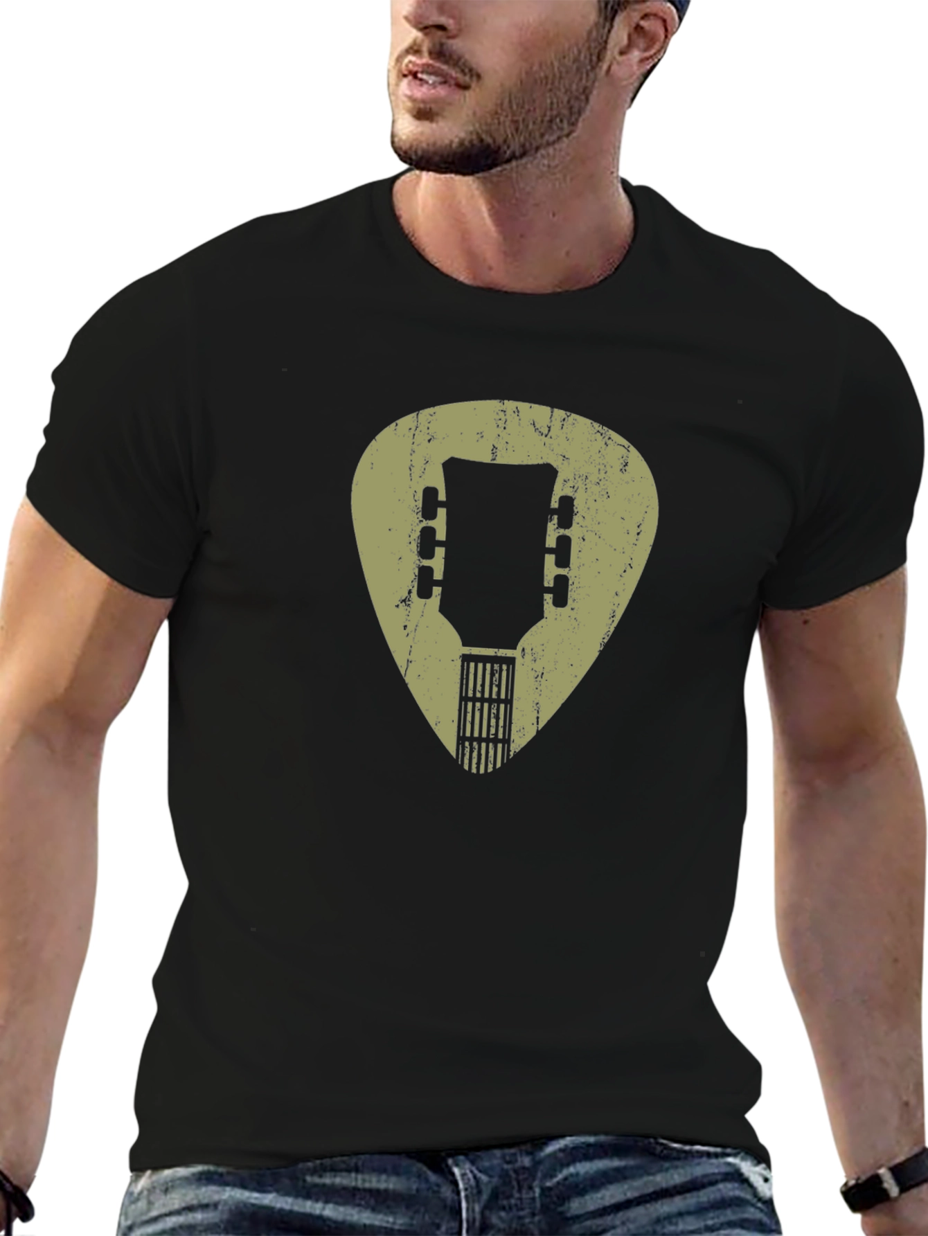 Guitar Pick Headstock Graphic Tee - Musician Style