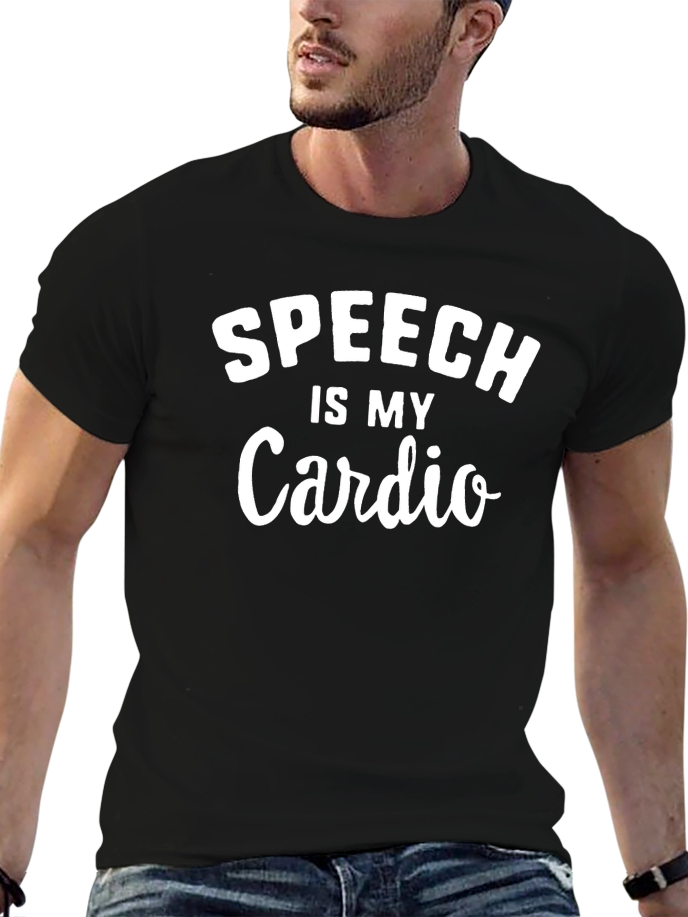 Speech is My Cardio Black T-Shirt