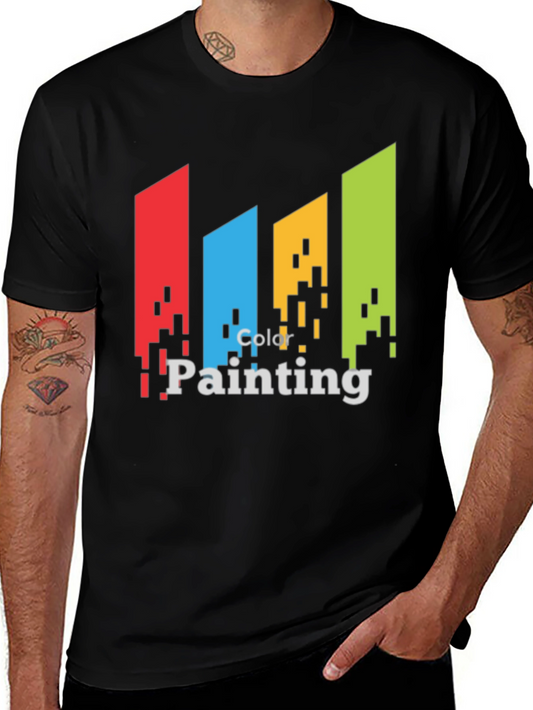 Colorful Painting Design Black T-Shirt