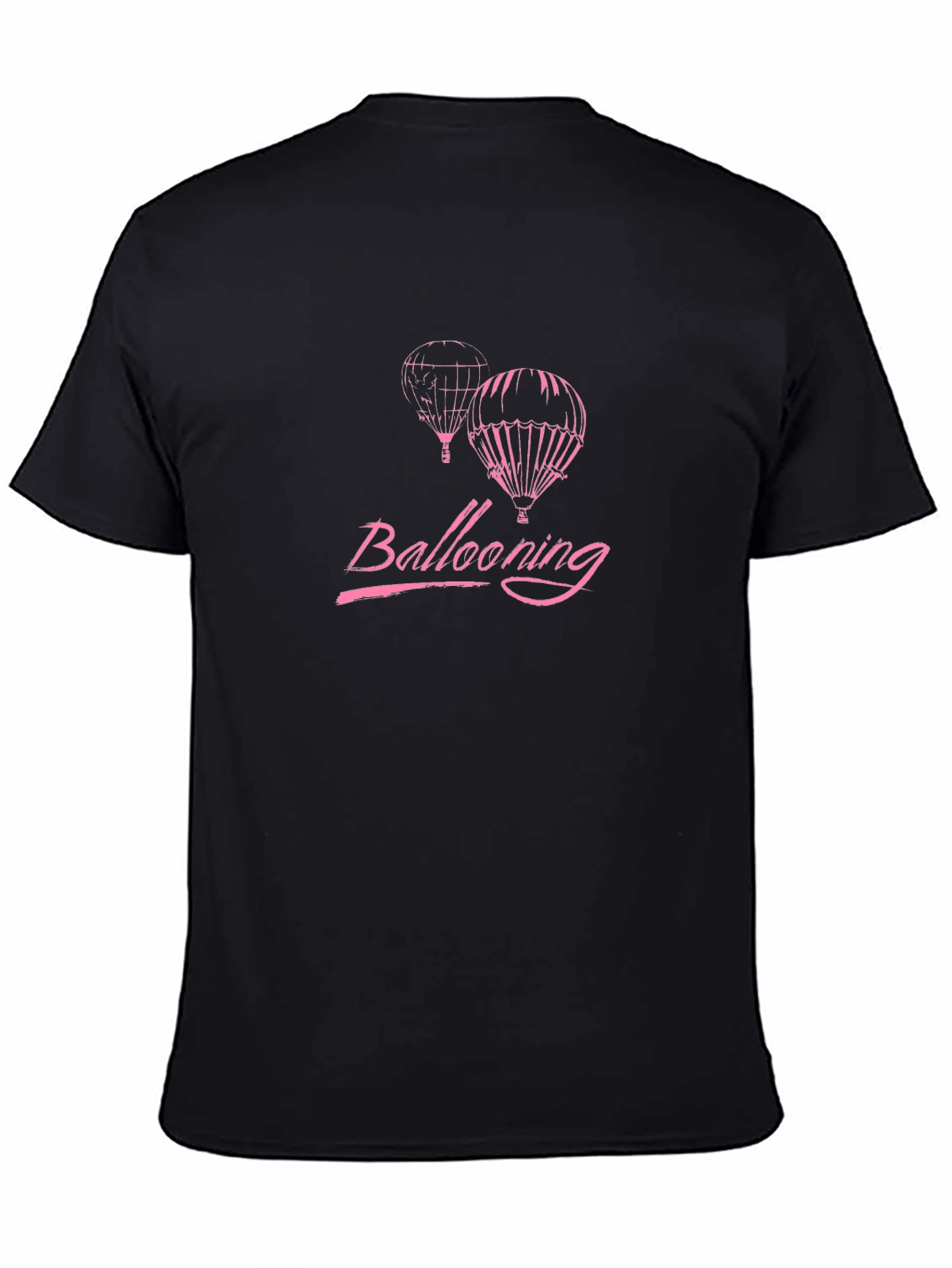 Black T-Shirt with Hot Air Ballooning Design