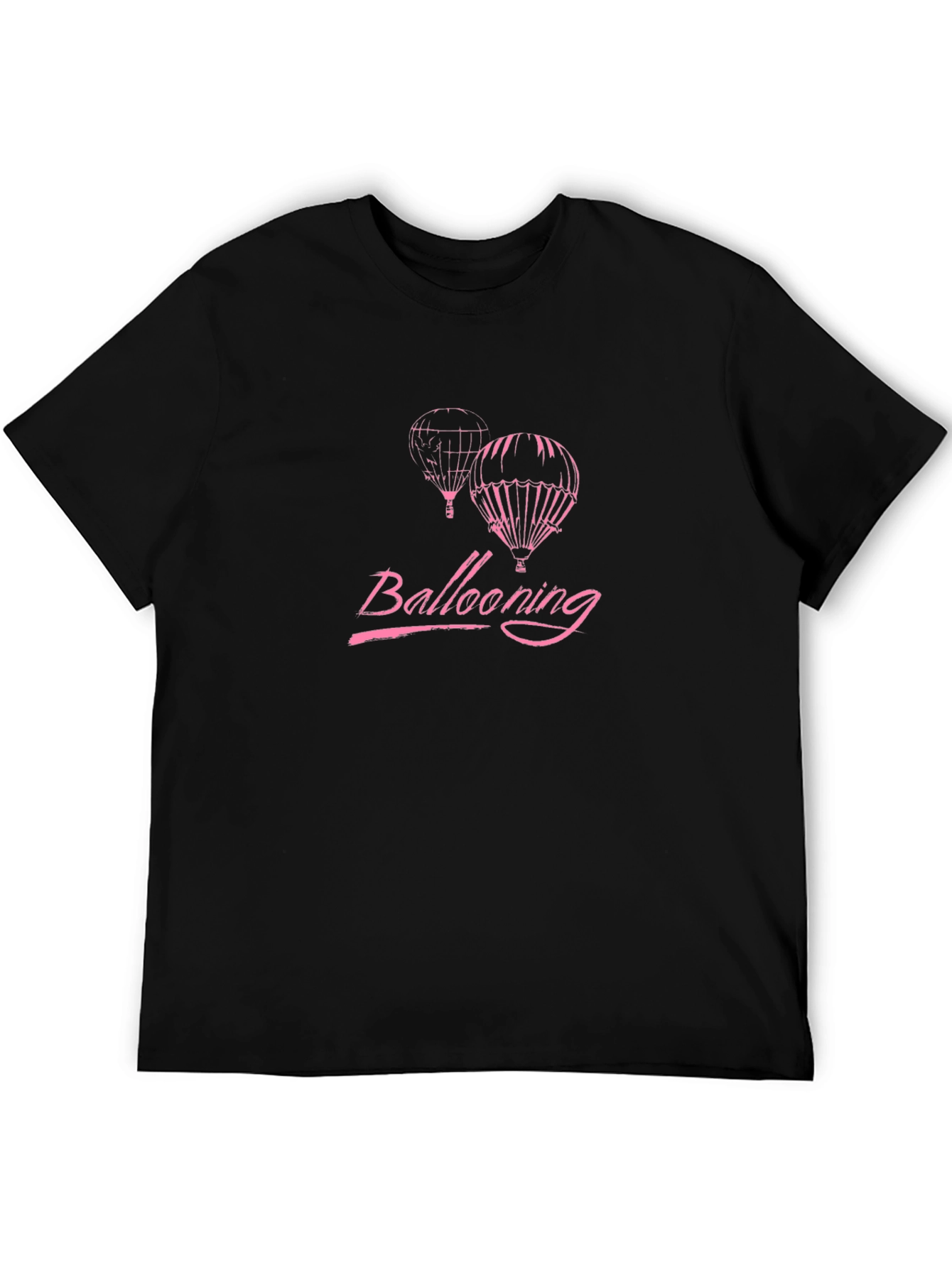 Black T-Shirt with Hot Air Ballooning Design