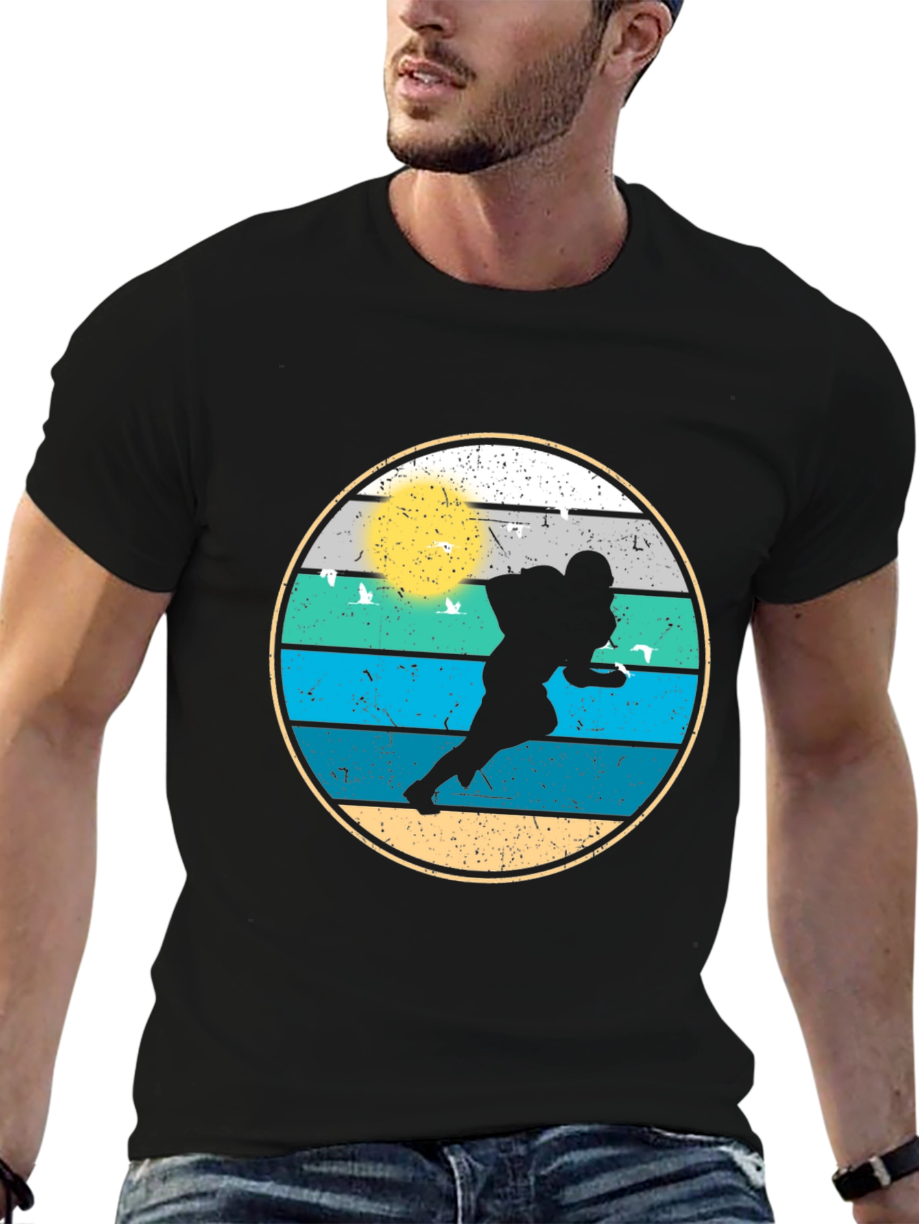 Retro Football Player Graphic Tee