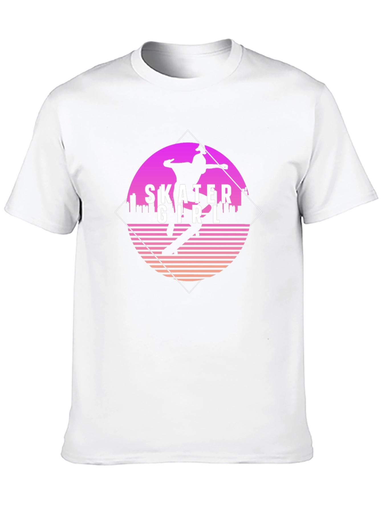 Skater Girl Retro Style Black T-Shirt