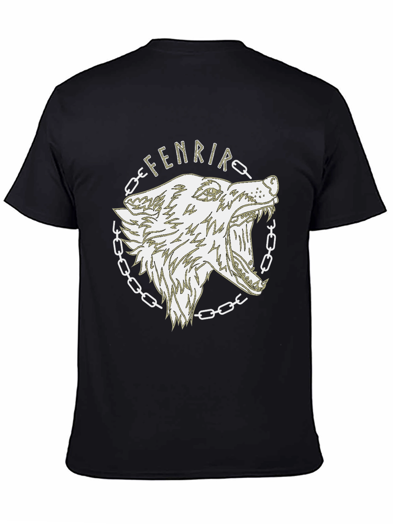 Fenrir Wolf Graphic Print Black T-Shirt