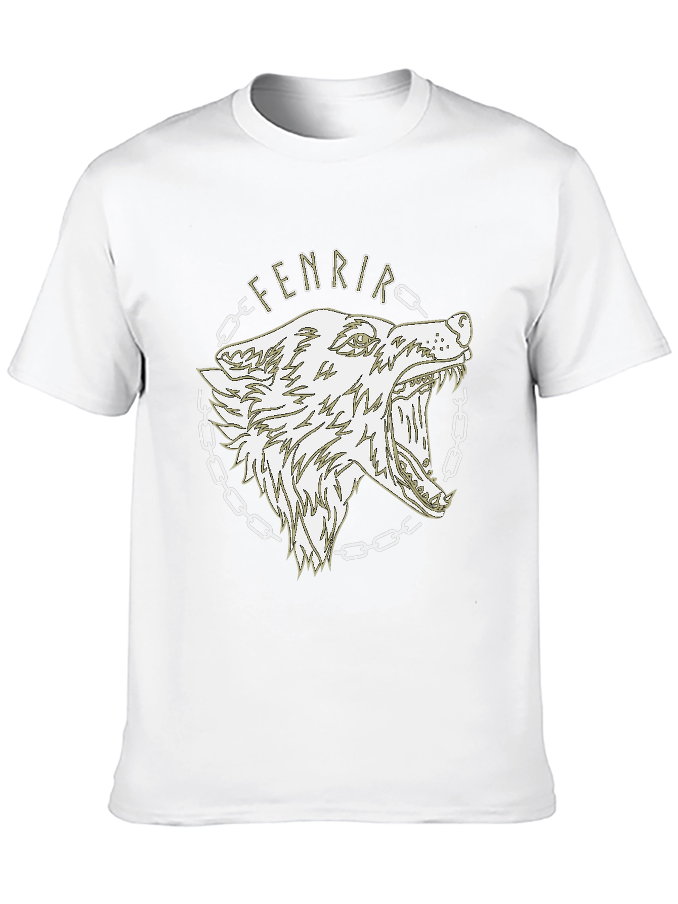 Fenrir Wolf Graphic Print Black T-Shirt