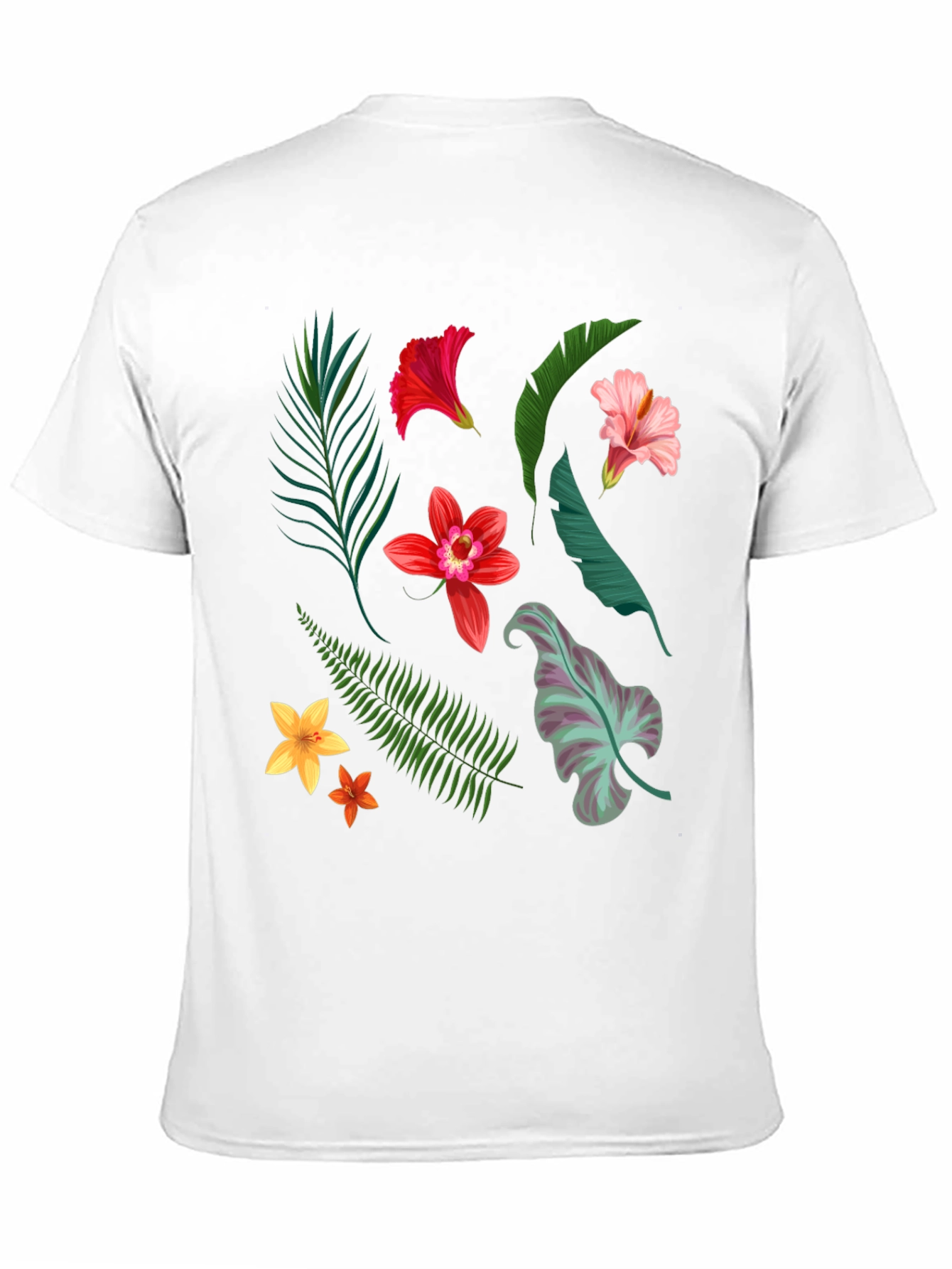 Tropical Floral Print Black T-Shirt
