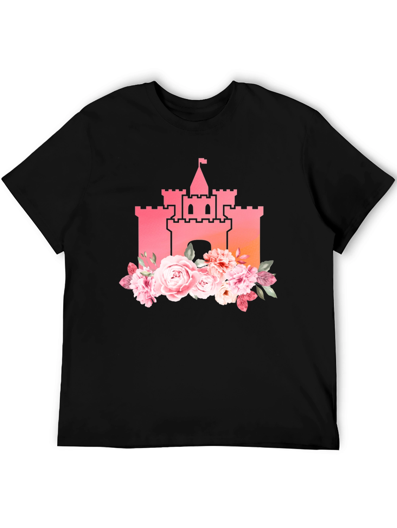 Floral Castle Graphic Tee - Black T-Shirt