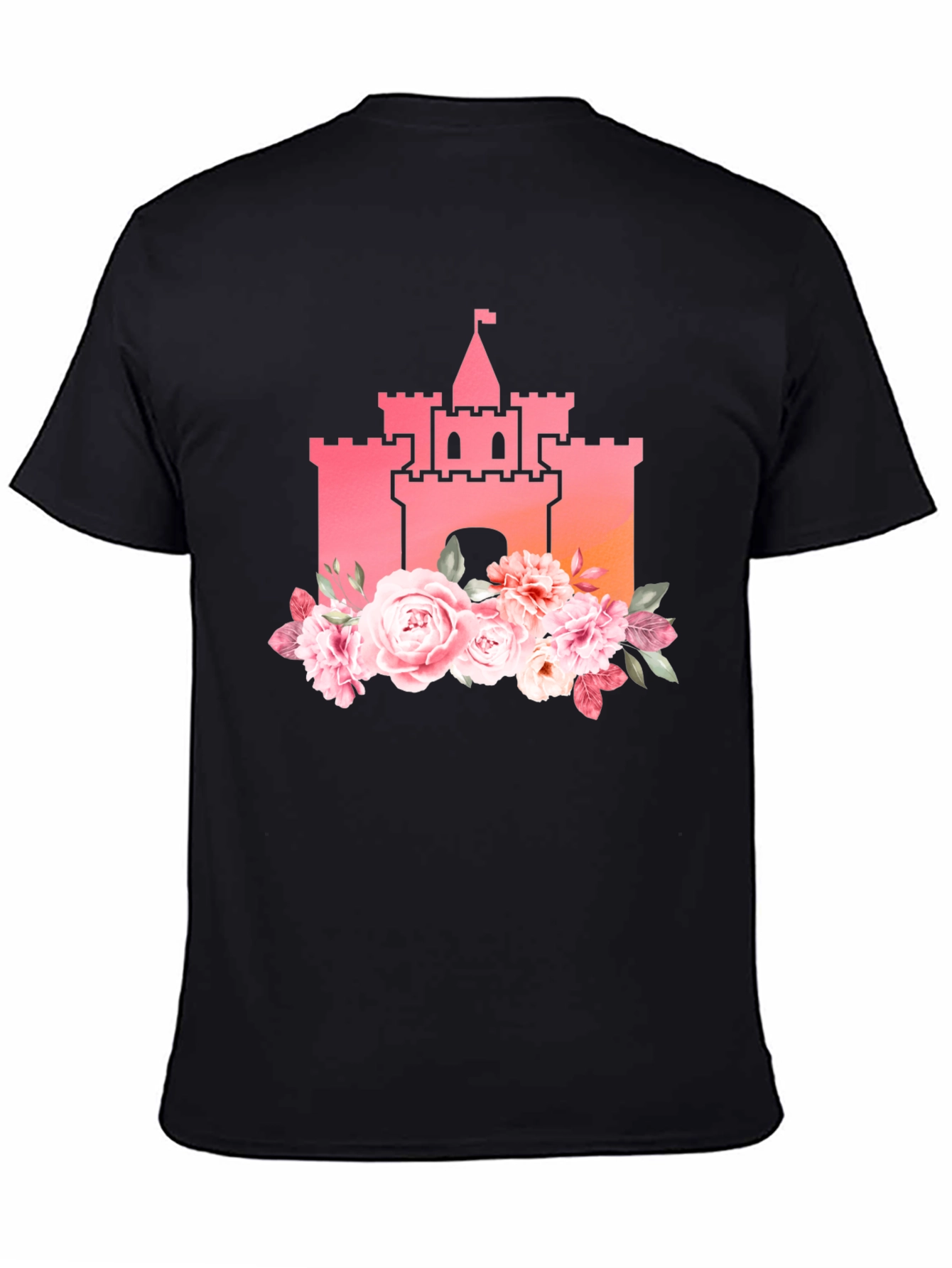 Floral Castle Graphic Tee - Black T-Shirt