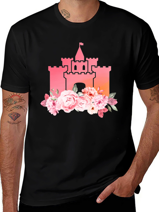 Floral Castle Graphic Tee - Black T-Shirt