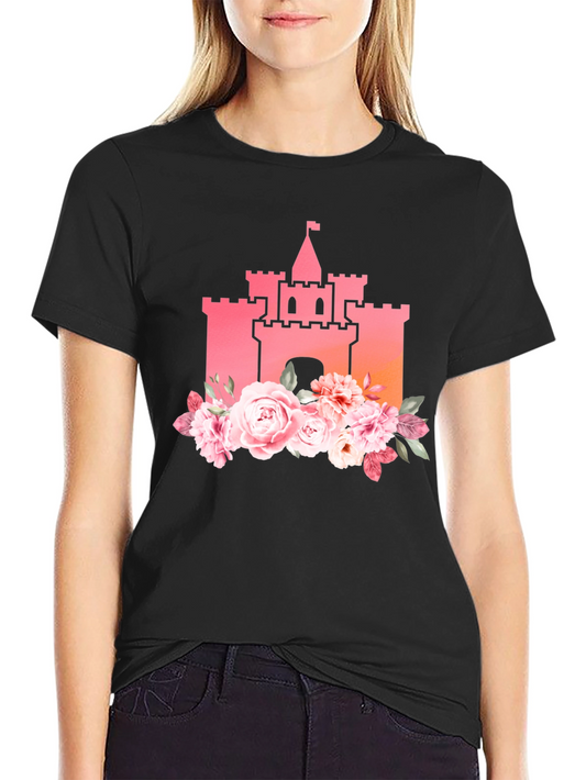 Floral Castle Graphic Tee - Black T-Shirt