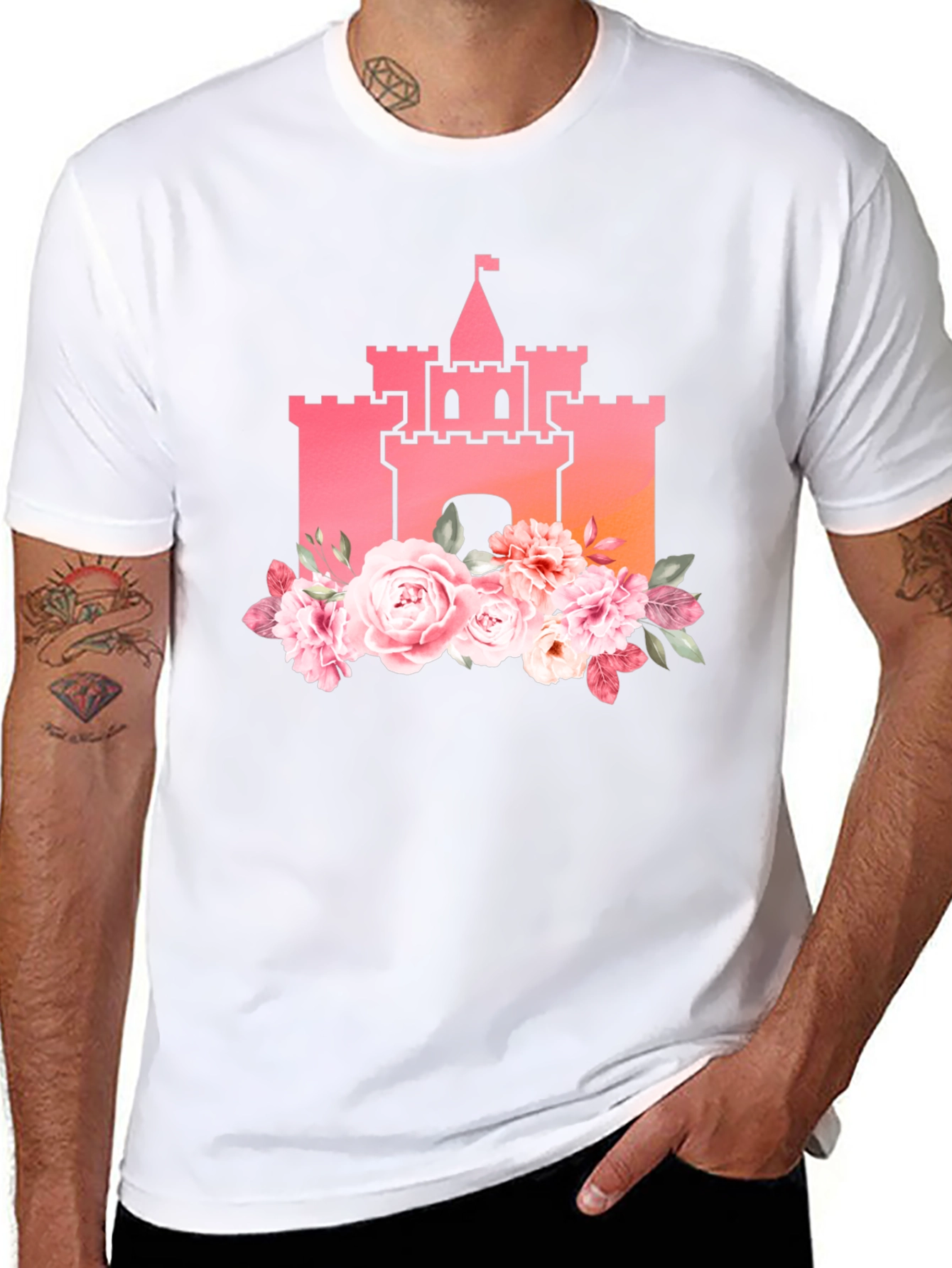Floral Castle Graphic Tee - Black T-Shirt