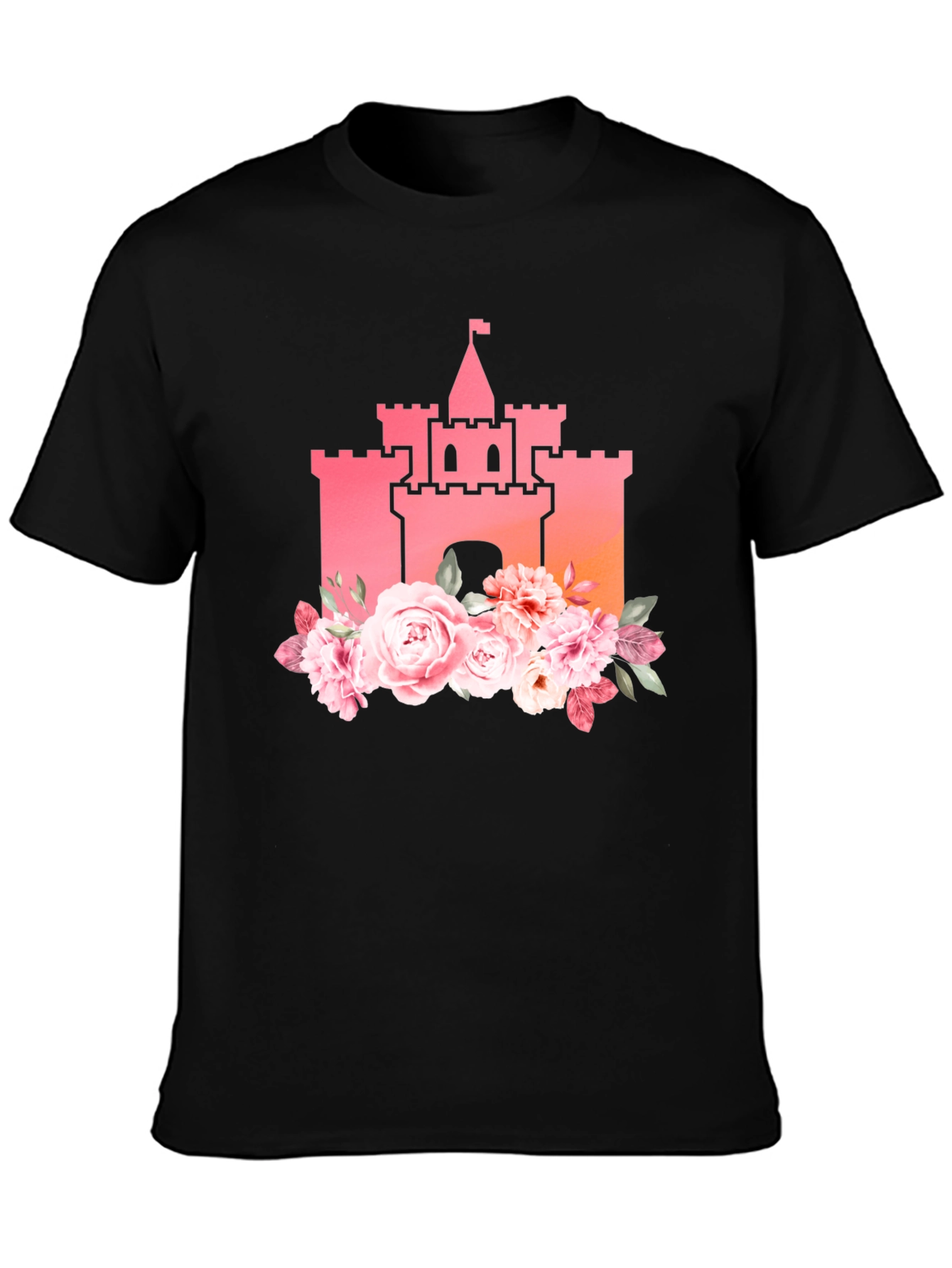Floral Castle Graphic Tee - Black T-Shirt