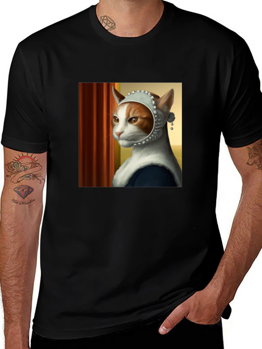 Cat with Pearl Earring T-Shirt