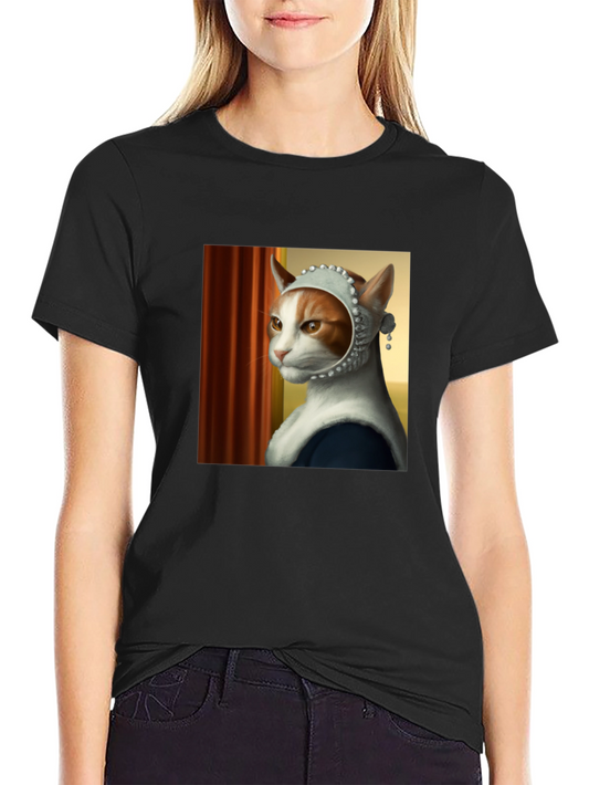 Cat with Pearl Earring T-Shirt