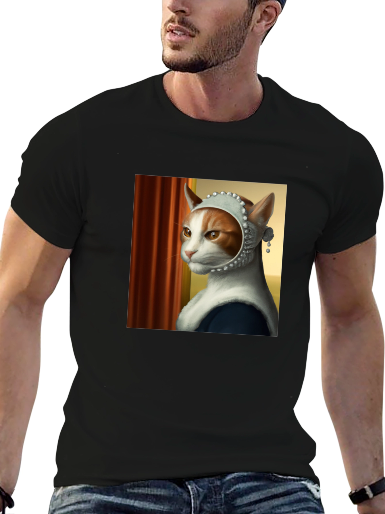 Cat with Pearl Earring T-Shirt