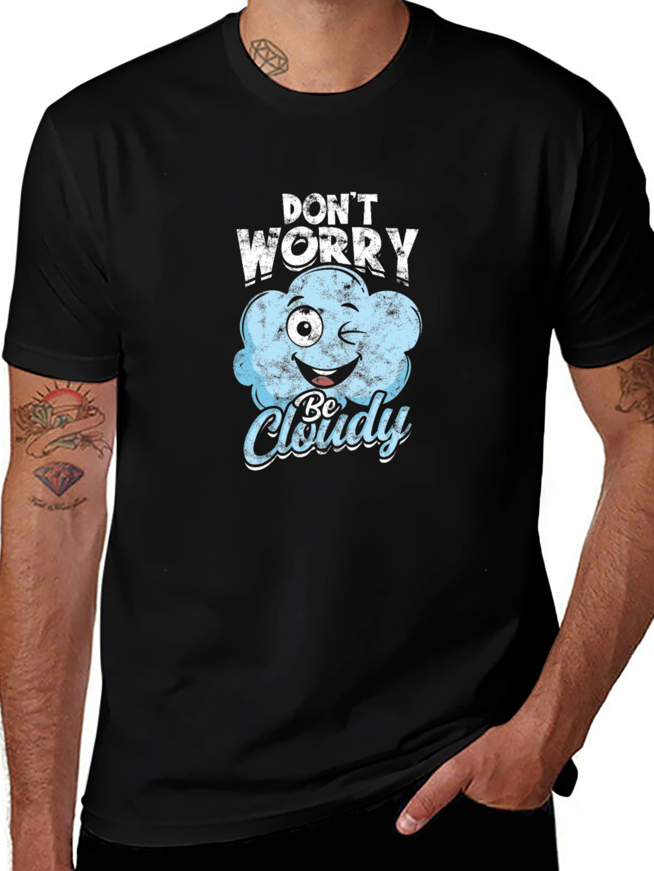 Dont Worry Be Cloudy Black T-Shirt