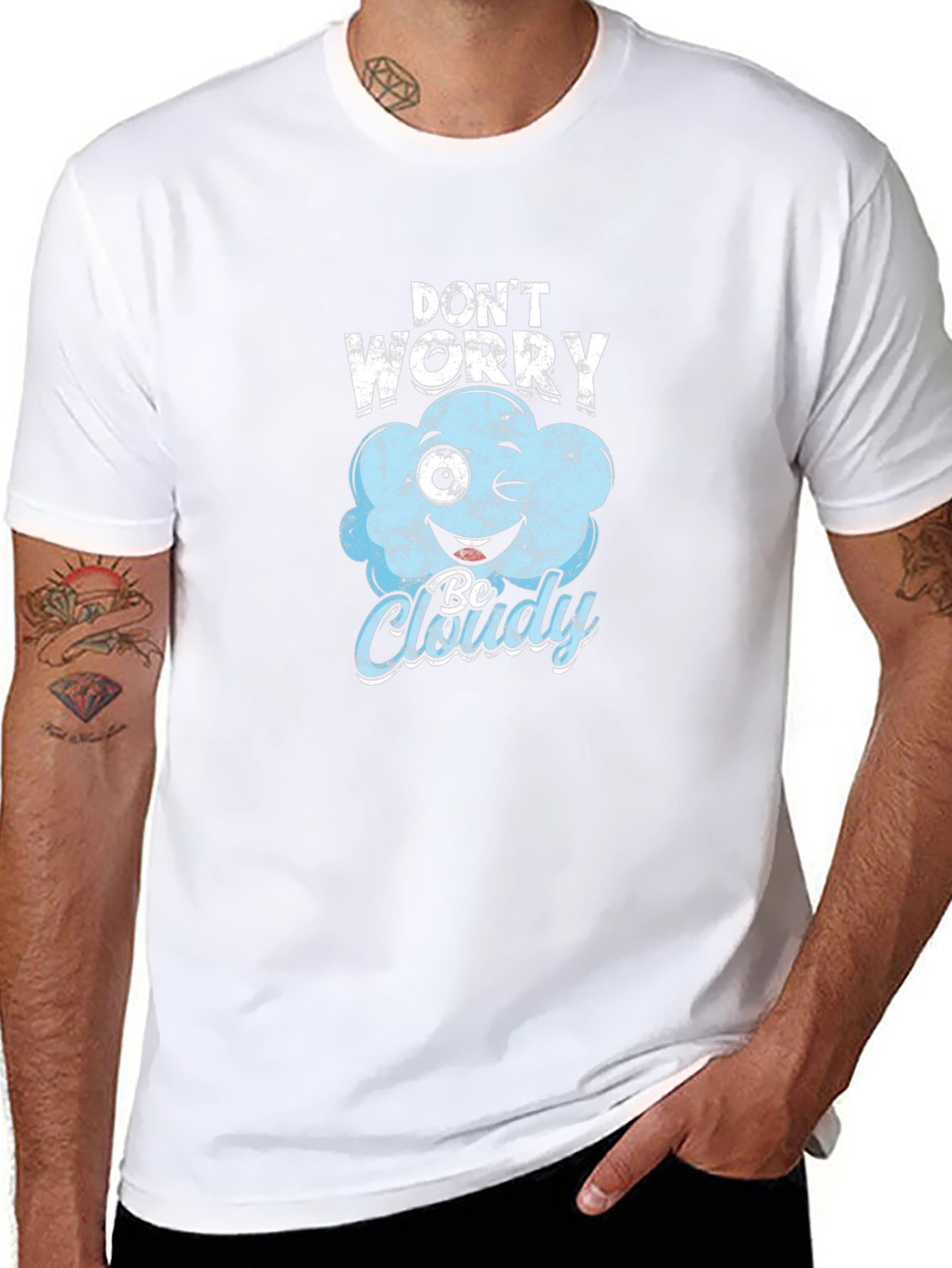 Dont Worry Be Cloudy Black T-Shirt