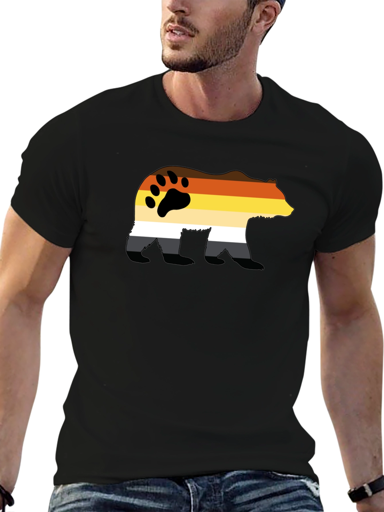 Bear Pride Graphic T-Shirt - Black Crew Neck Tee