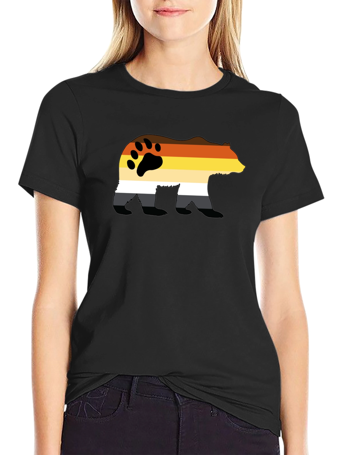Bear Pride Graphic T-Shirt - Black Crew Neck Tee