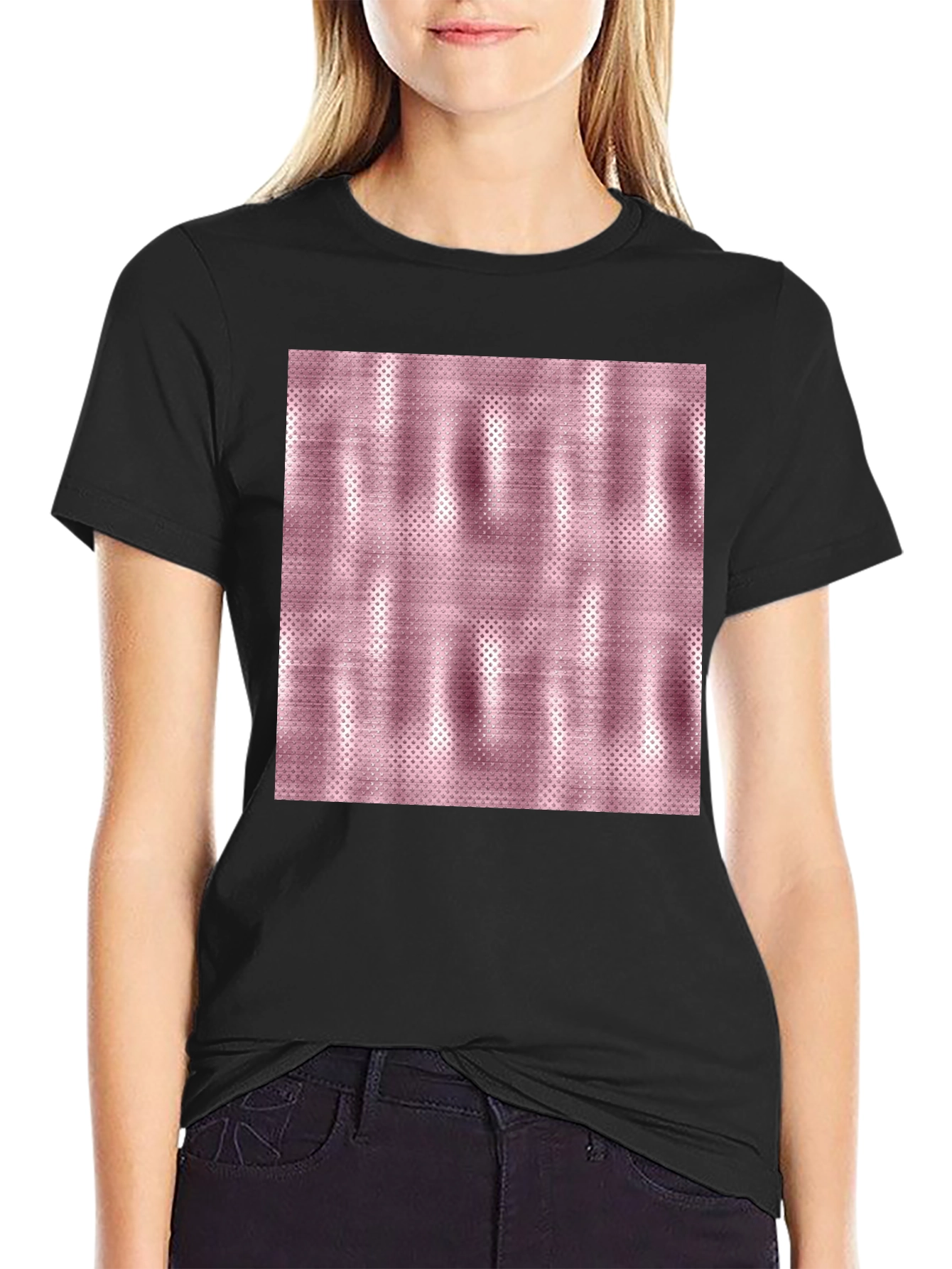 Modern Textured Print Black T-Shirt