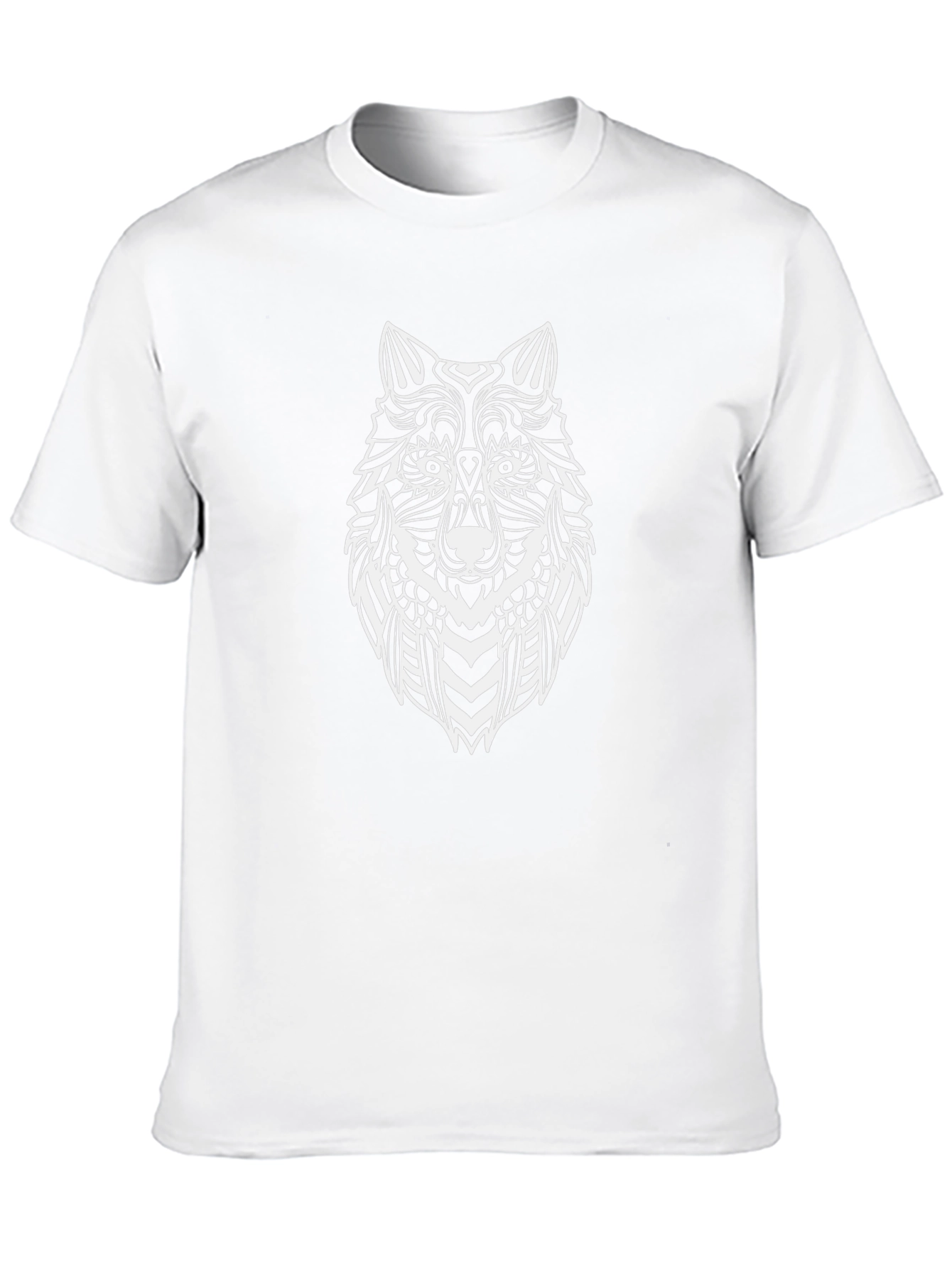 Mens Black T-Shirt with Wolf Graphic