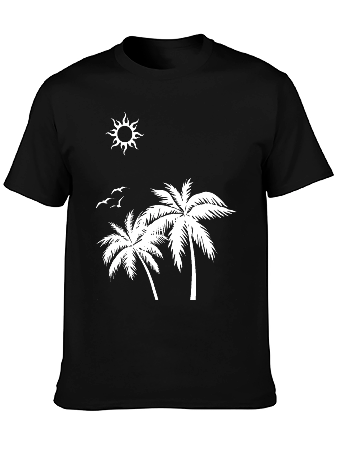 Tropical Palm Tree Graphic Black T-Shirt
