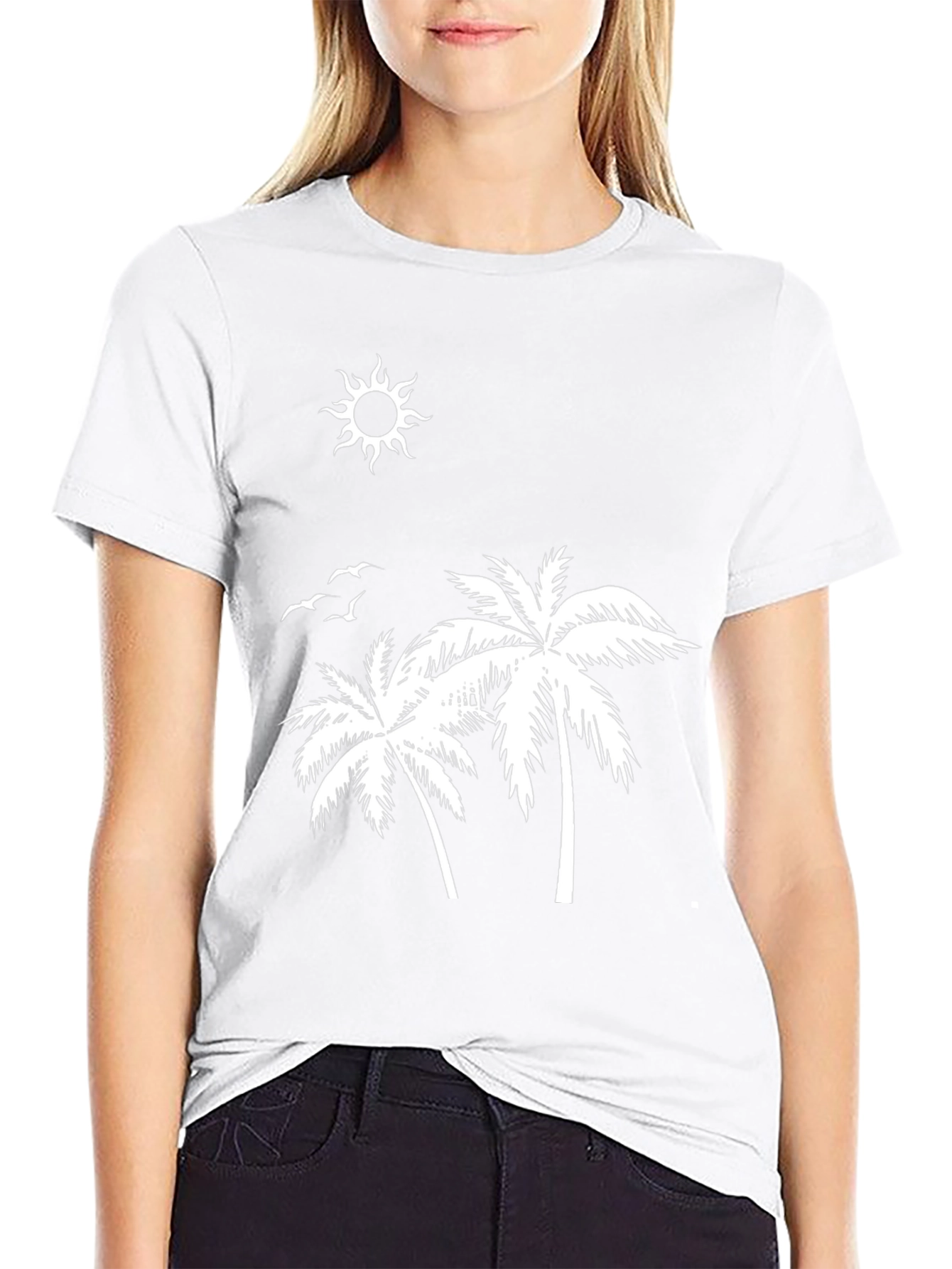 Tropical Palm Tree Graphic Black T-Shirt