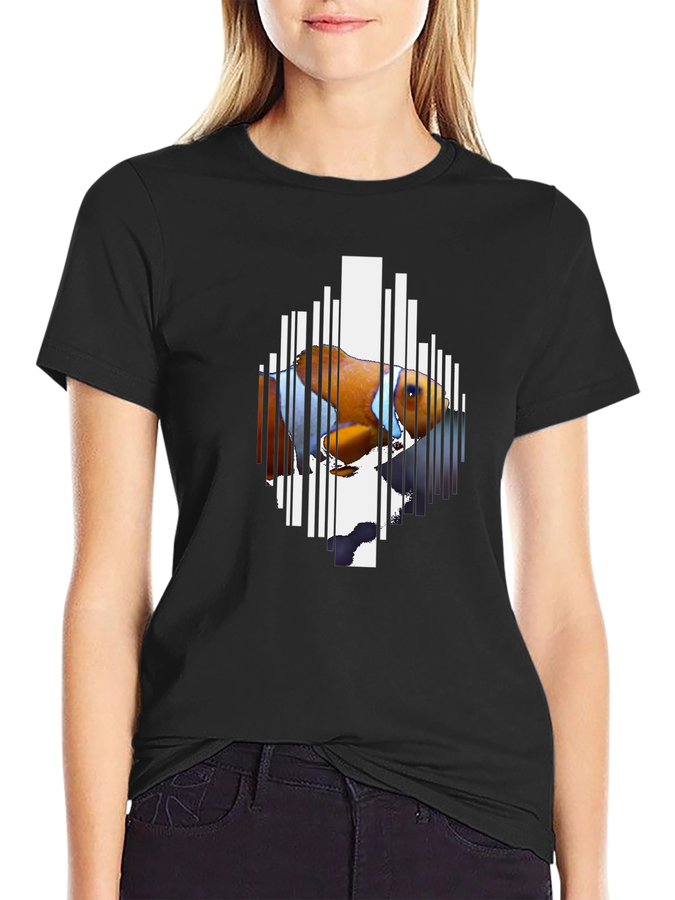Clownfish Barcode Graphic Black T-Shirt